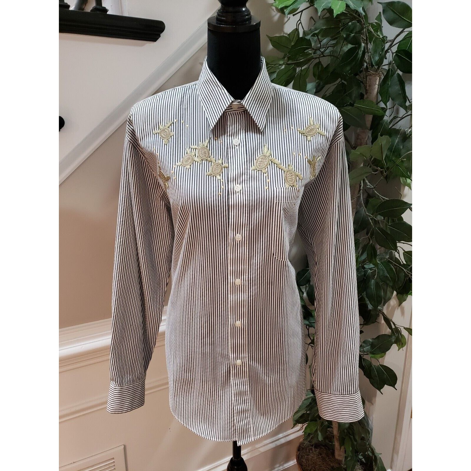 Other Vintage Striped Polyester Long Sleeve Button Down Shirt M Size M / US 6-8 / IT 42-44 - 1 Thumbnail