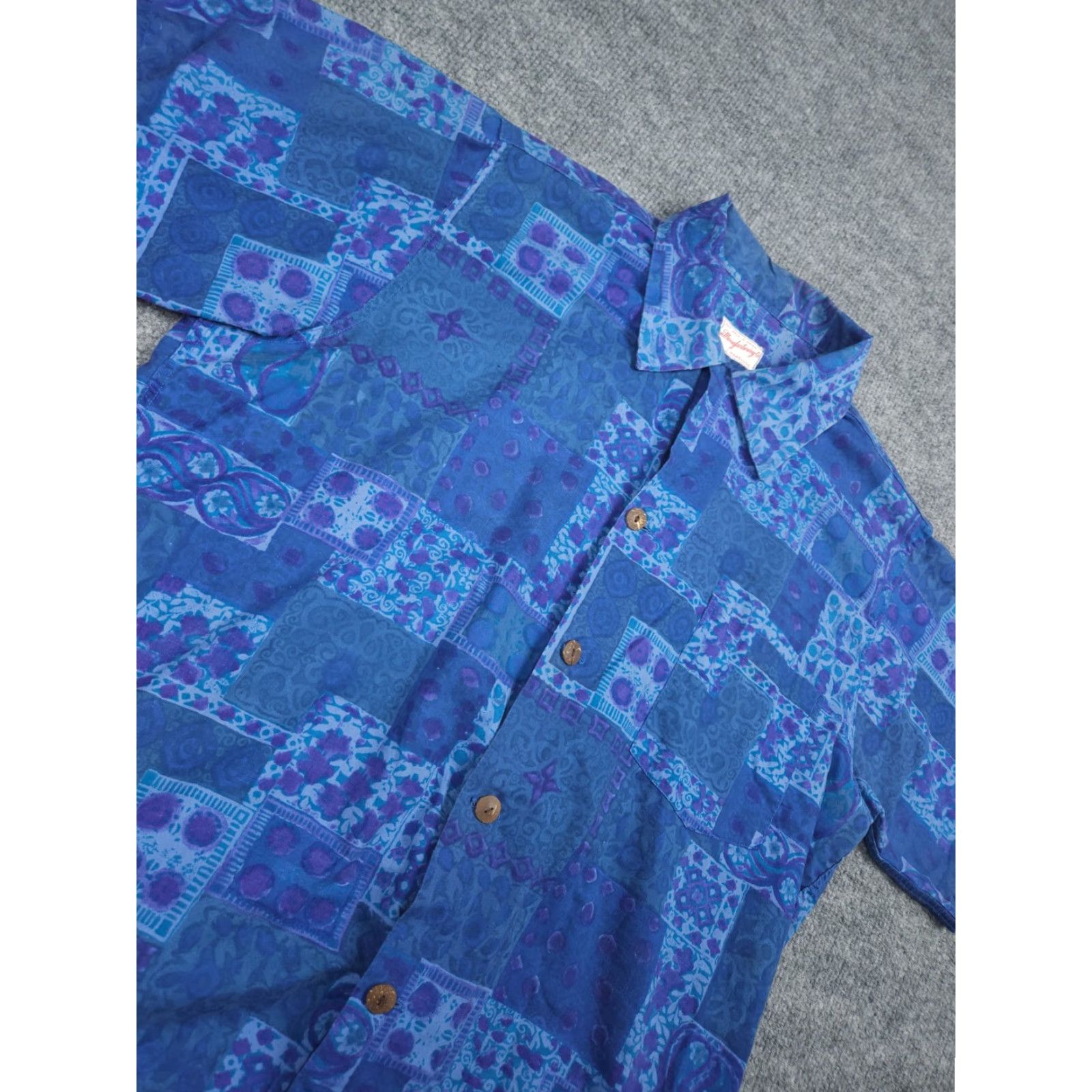 Hilo Hattie VINTAGE Kahana Hawaiian Shirt Men's Large (44" Chest) Blue Purple Abstract WOW Hilo Hattie Button-Up Shirt Men’s Classic 44 in Chest Size US L / EU 52-54 / 3 - 2 Thumbnail