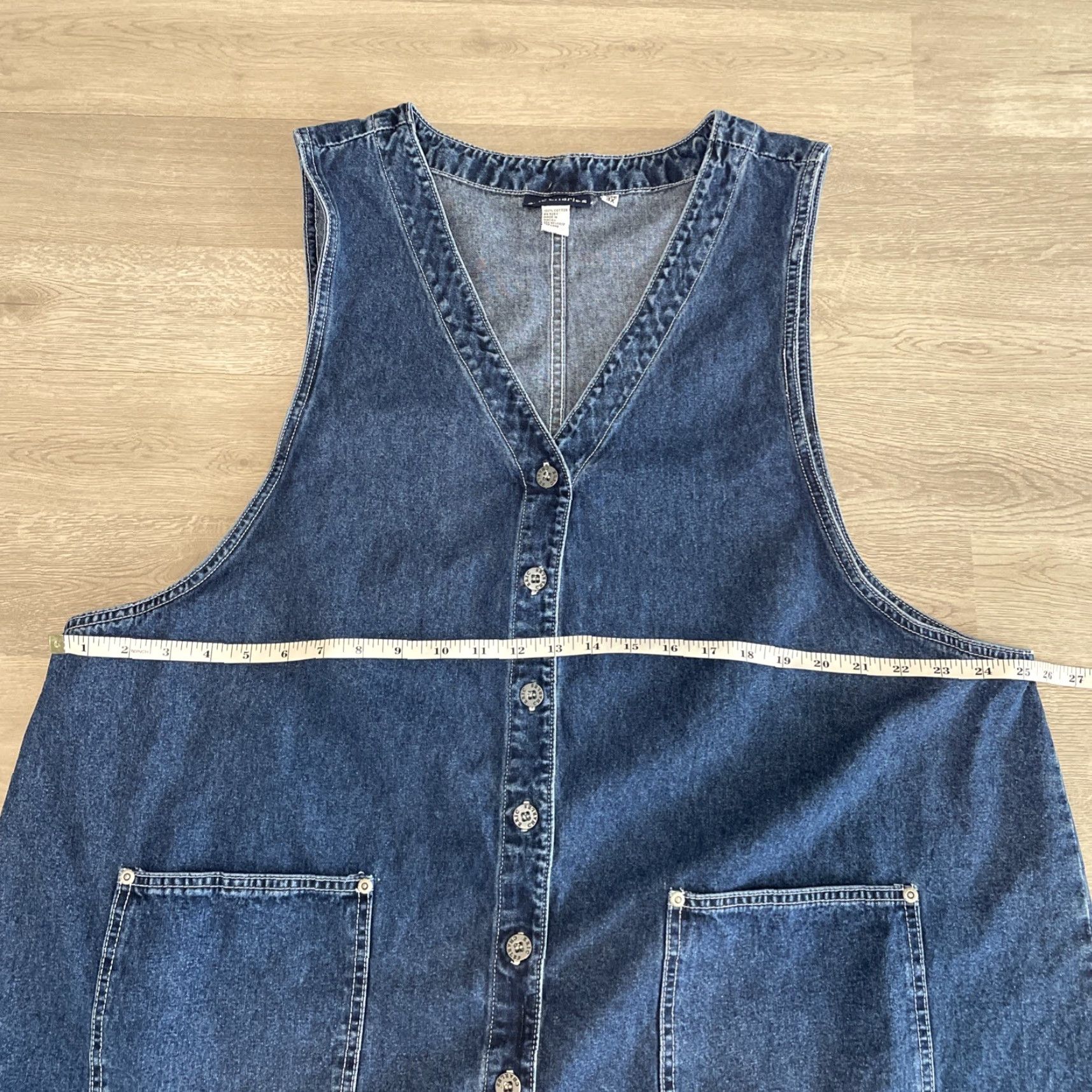 Vintage VINTAGE Eric Charles Women’s Plus Size Tank Dress 3X Blue Sleeveless V-Neck Denim Pockets 90s Size XXL / US 16-18 / IT 52-54 - 3 Thumbnail