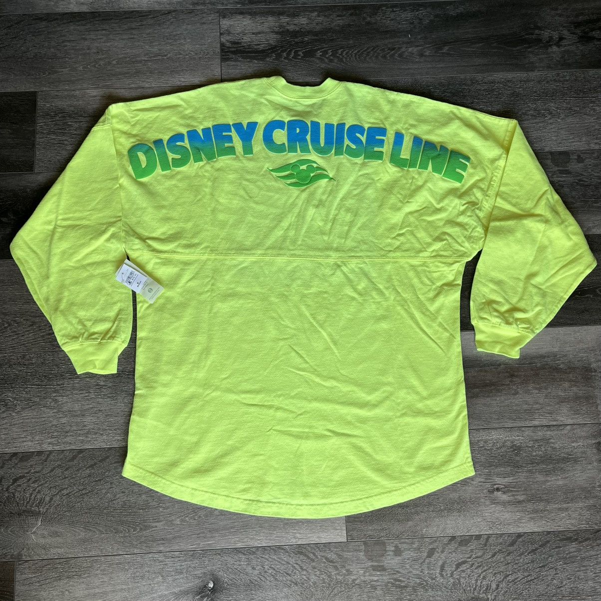 New Vintage Disney Cruise Line Neon Green Spirit Jersey Tee