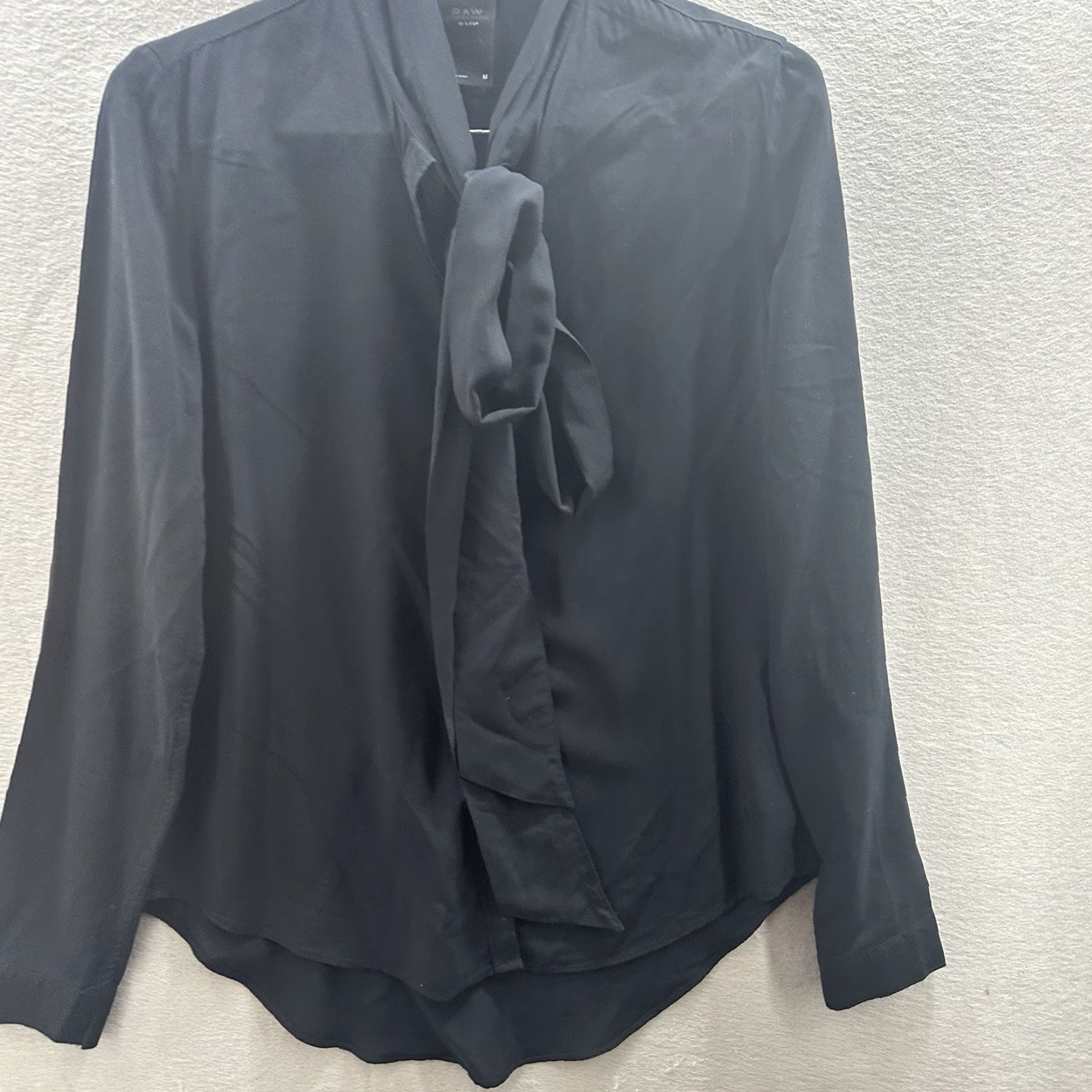 G-Star G Star Raw Blouse Womens M Long Sleeve Tie Neck Collared Black Cotton Shirt Womens Size M / US 6-8 / IT 42-44 - 6 Thumbnail