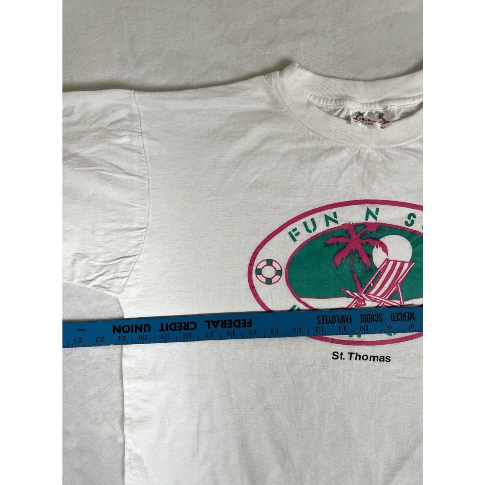 Vintage VINTAGE St Thomas T-Shirt Fun N Sun Beach Club XL White 90s Beach Surf Unisex Adults Mens Womens Boys Girls Size US XL / EU 56 / 4 - 5 Thumbnail