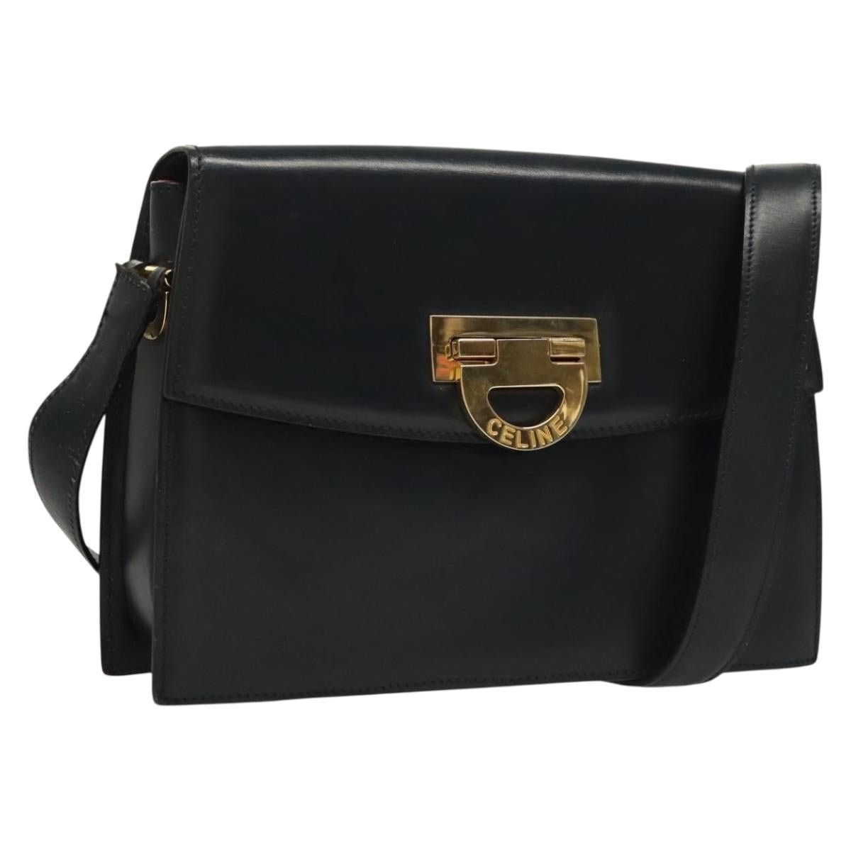 Celine CELINE Shoulder Bag Leather Navy Gold Size ONE SIZE - 1 Thumbnail