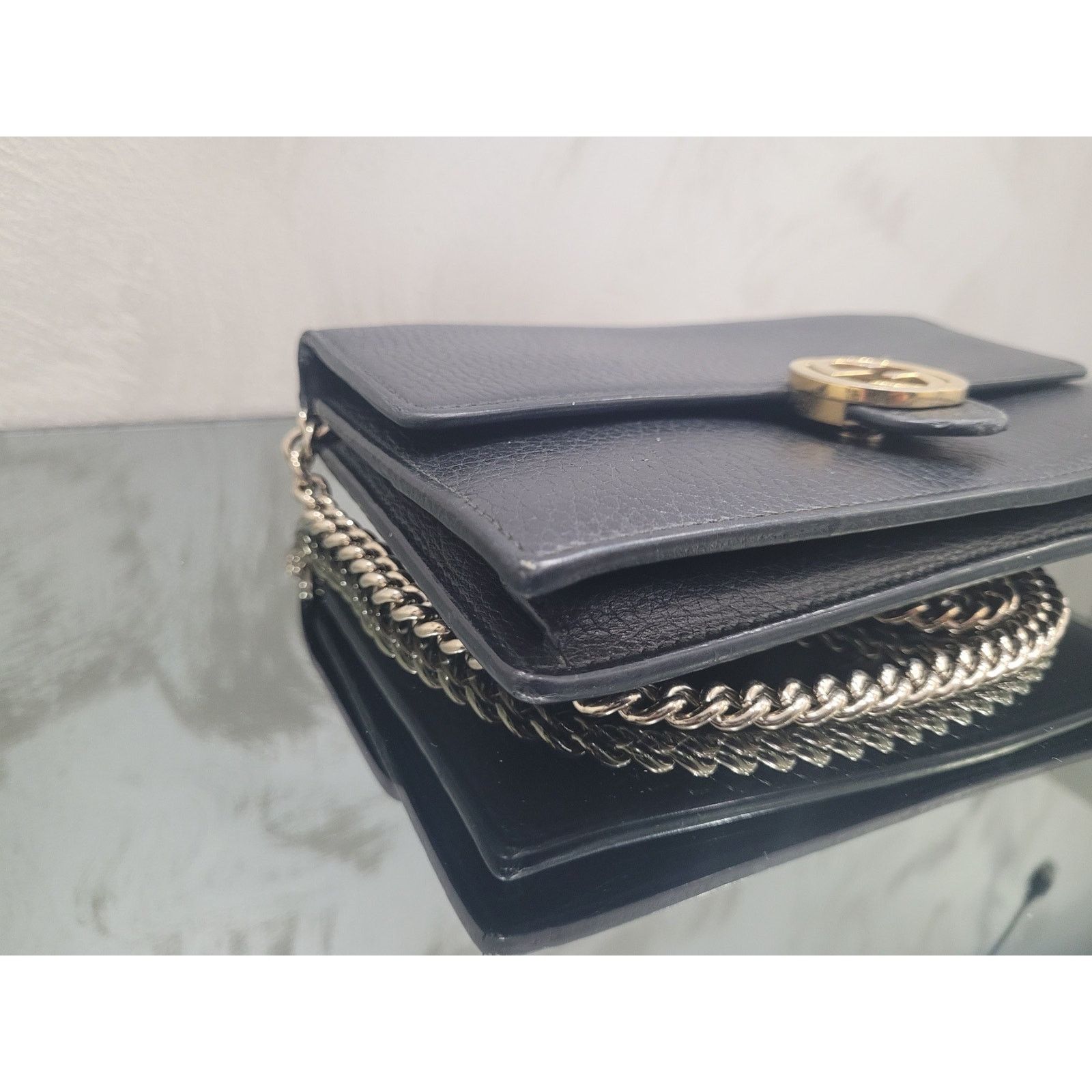 Gucci Gucci Interlocking G Black Leather Wallet on Chain Size ONE SIZE - 6 Thumbnail