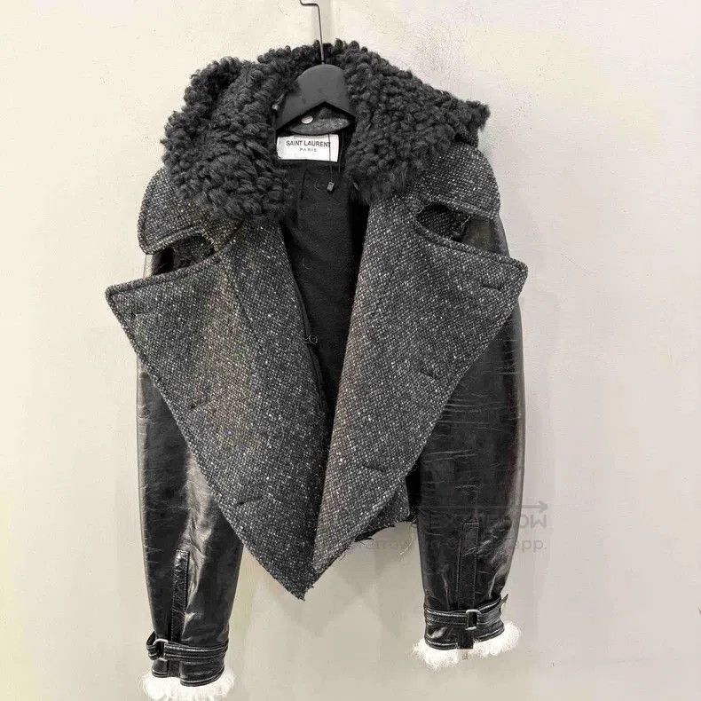 Yves Saint Laurent YSL Wool Shearling Leather Short Hooded Coat Size US L / EU 52-54 / 3 - 1 Thumbnail