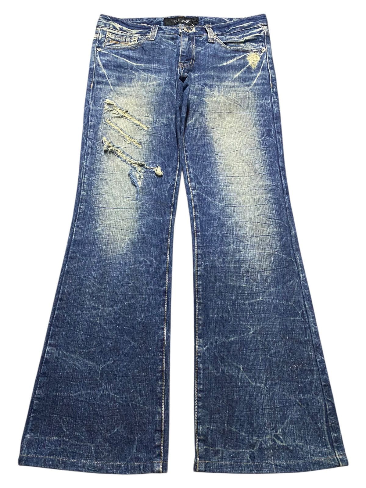 Blue Blue Japan Japanese Brand CCless Distressed Thunder Flare Jeans Size US 32 / EU 48 - 1 Thumbnail