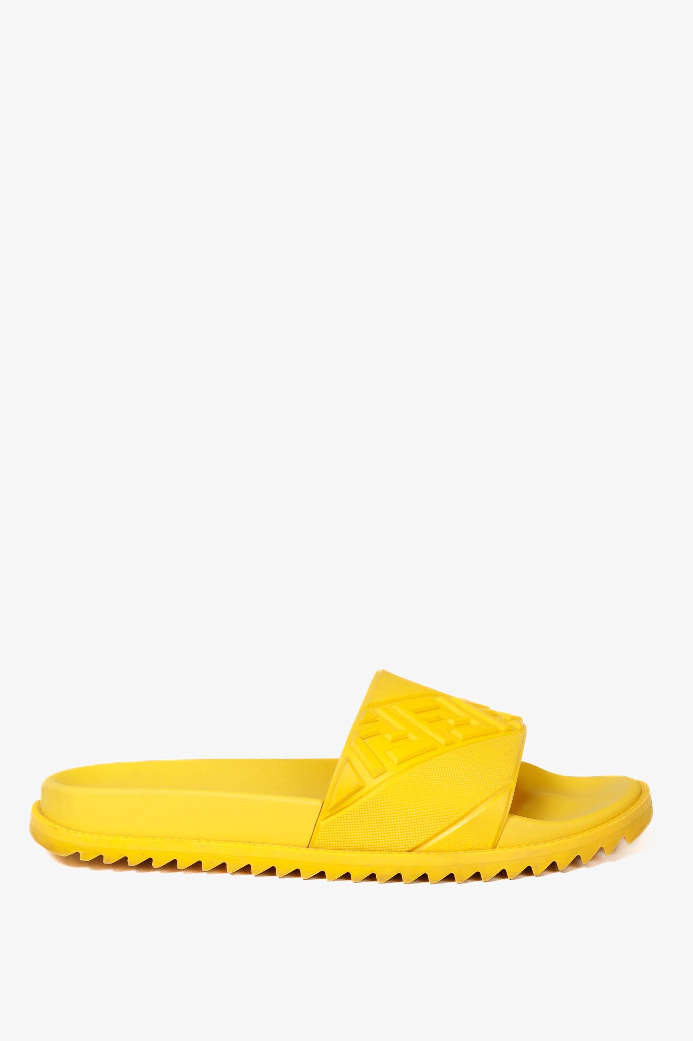 Fendi Fendi FF Logo Rubber Beach Slip-On Slides in Yellow Size US 10 / EU 43 - 2 Thumbnail