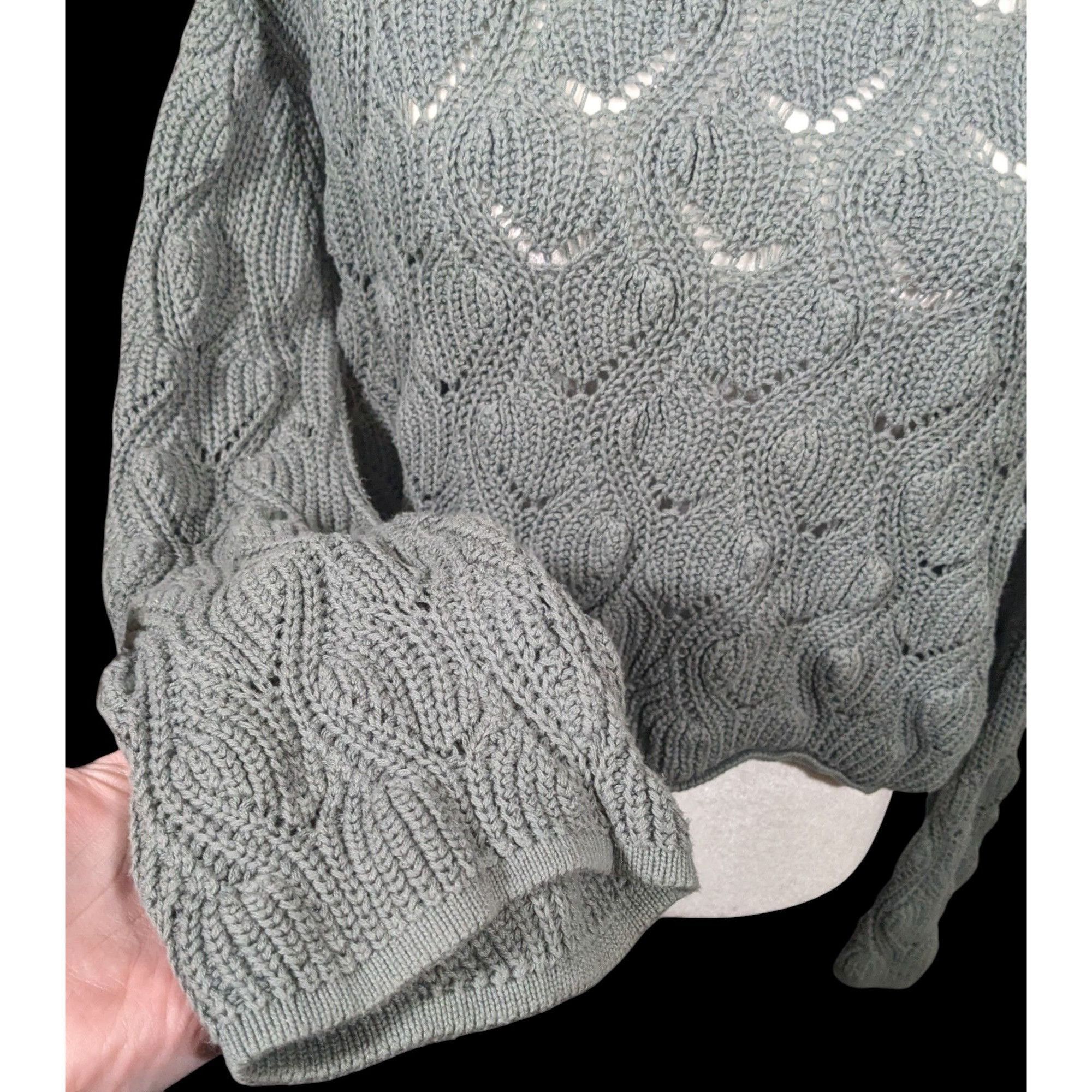 Other Moon & Madison Green/Grey Cropped Sweater Size S / US 4 / IT 40 - 3 Thumbnail