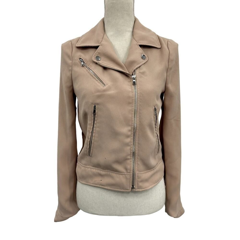 Kenneth Cole Kenneth Cole New York Women's Tan Moto Jacket Size S Long Sleeve Zippered Baddie Size S / US 4 / IT 40 - 1 Thumbnail
