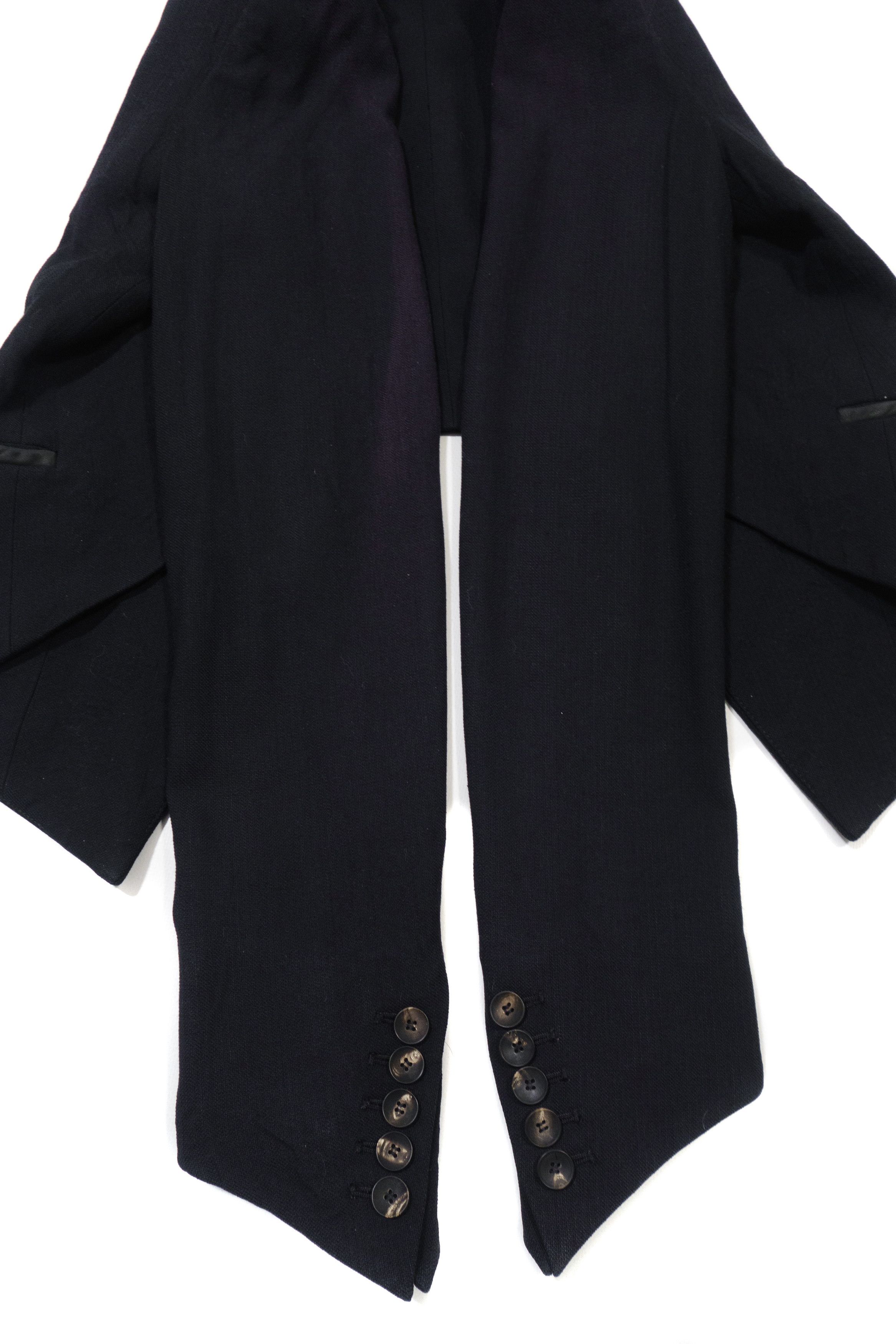 Helmut Lang Cropped Le Smoking Jacket Blazer Lamb Leather Trim Size XS / US 0-2 / IT 36-38 - 5 Thumbnail