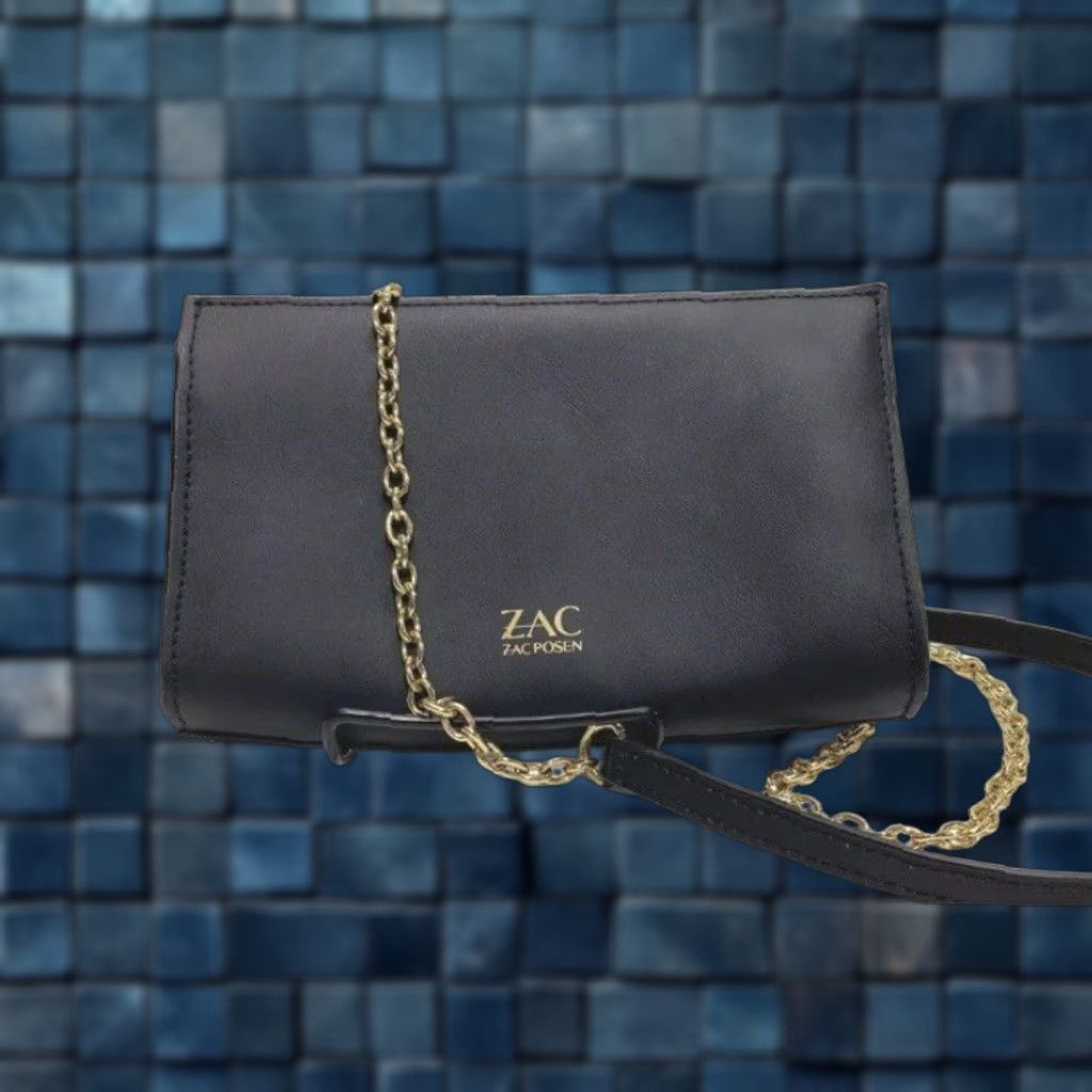 Vintage Womens Zac Zac Posen Crossbody Bag Small Leather Black Gold Chain Strap Clasp Iconic Eartha Womens Size ONE SIZE - 1 Thumbnail