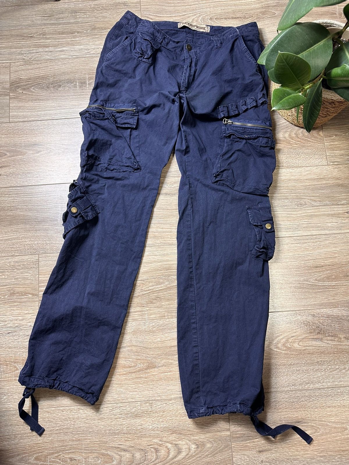Japanese Brand Navy Punk Cargo Pants Multi Pocket Bondage Pants Size US 32 / EU 48 - 1 Thumbnail