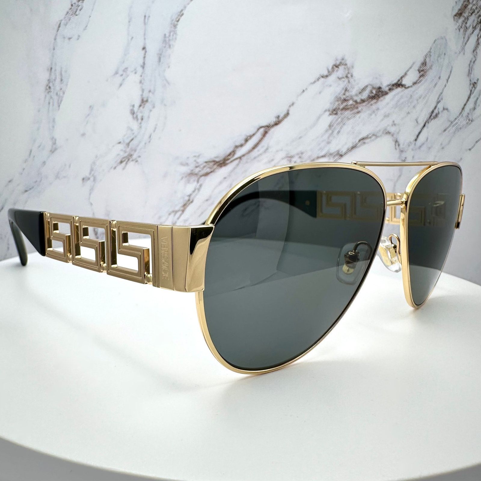 Versace New VERSACE Sunglasses Gold Aviator Pilot Metal Greca Logo Size ONE SIZE - 8 Thumbnail