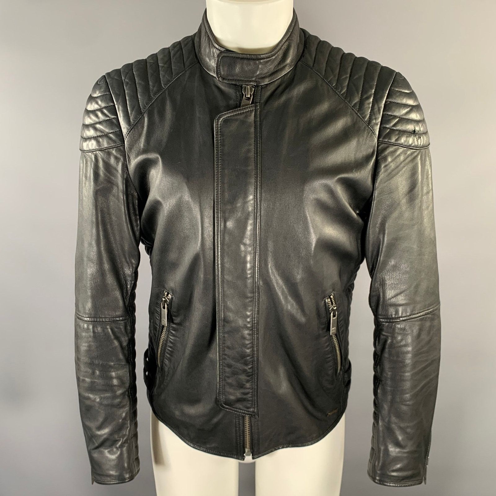Scotch & Soda SCOTCH AND SODA Size M Black Leather Moto Racer Jacket Size US M / EU 48-50 / 2 - 1 Thumbnail