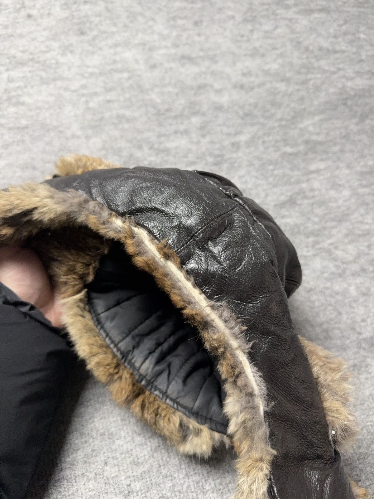 Japanese Brand 90s Vintage Aviator Leather Trapper Hat Real Fur Ushanka S Size ONE SIZE - 9 Thumbnail