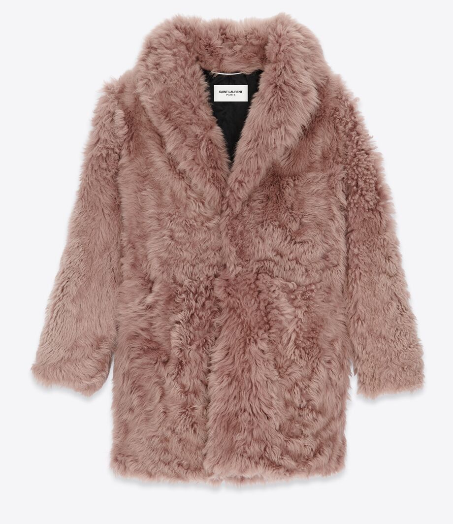 o1s1wg111224 Shearling Long-Sleeved Coat in Beige