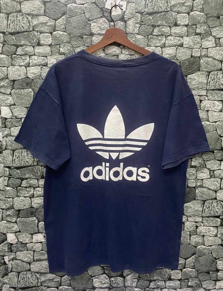 Adidas Vintage 90s Adidas Big Logo Distressed Tshirt Size US M / EU 48-50 / 2 - 2 Thumbnail