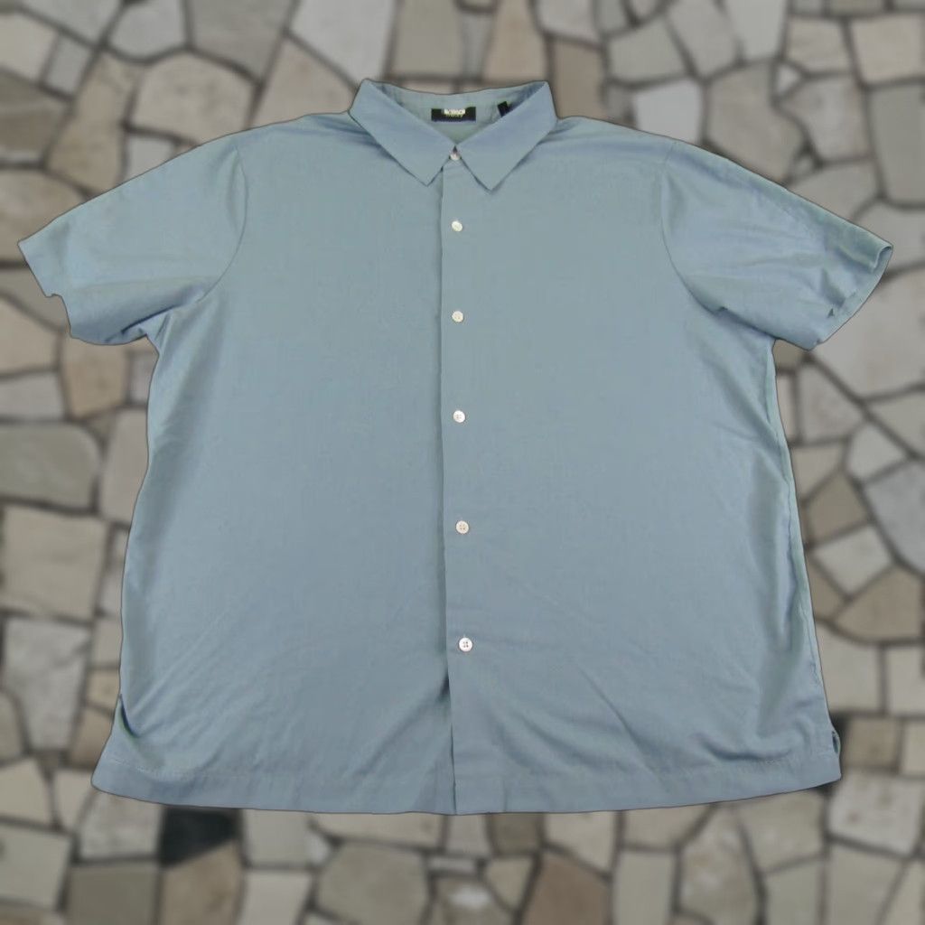 Theory Theory Button-Up Shirt Mens XL Sea Foam Green Cap Collar Classic Casual, Workwear, Outdoor - Cotton Blend, Short Sleeve, Solid, Easy Care - Theory Size US XL / EU 56 / 4 - 1 Thumbnail