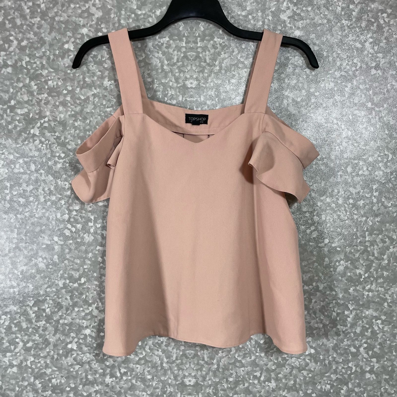 Topshop Topshop Blush Pink Y2K Cold Shoulder Ruffle Top - Size 8 Size M / US 6-8 / IT 42-44 - 1 Thumbnail
