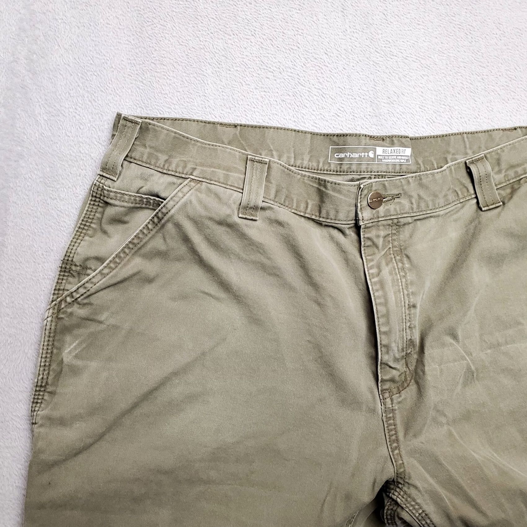 Carhartt Carhartt Pants Men 42x30 Green Twill Relaxed Carpenter Cargo Workwear B324 ARG Size US 42 / EU 58 - 4 Thumbnail