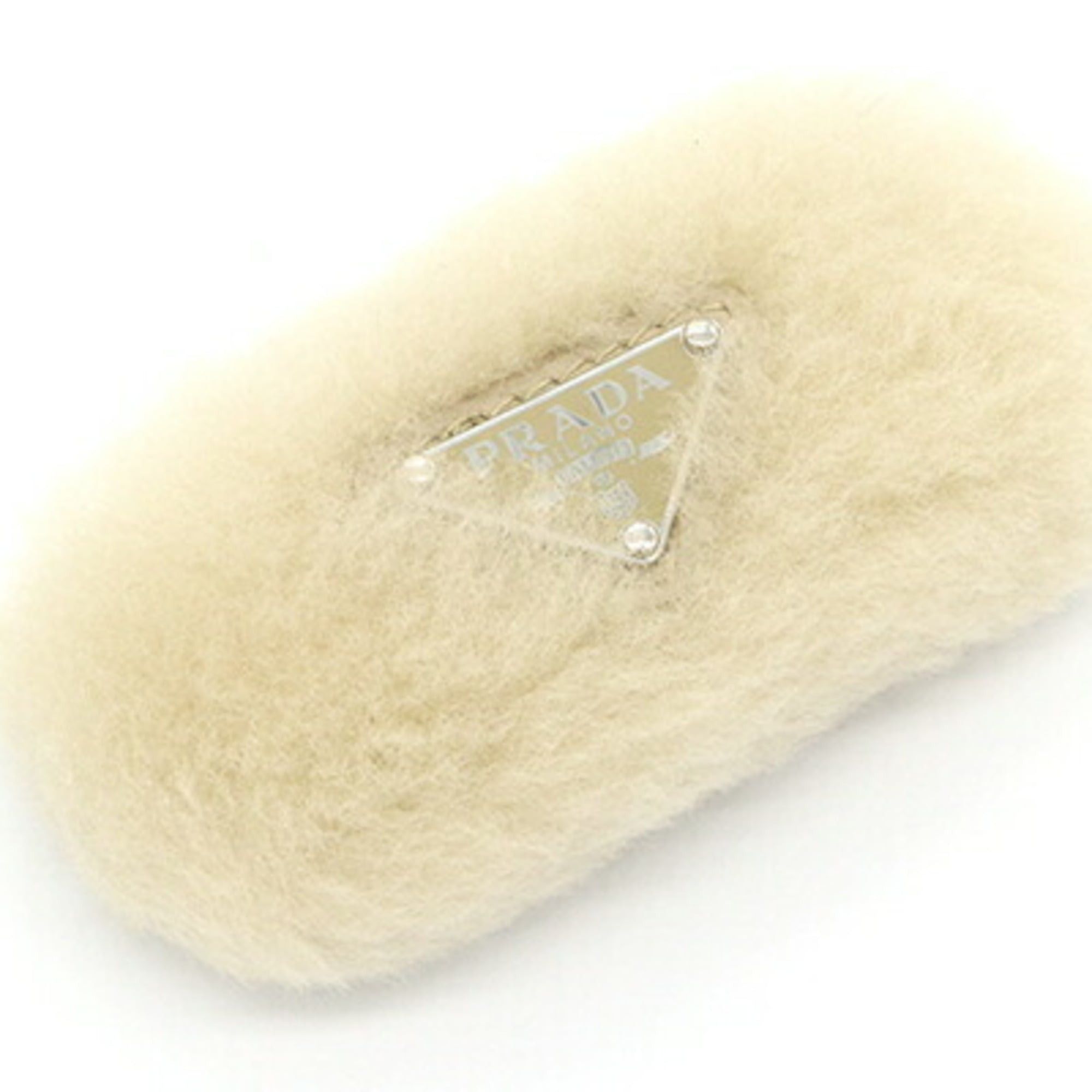 Prada Prada Barrette 1IF129 Beige Shearling Hair Clip Accessory for Women PRADA Size ONE SIZE - 1 Thumbnail