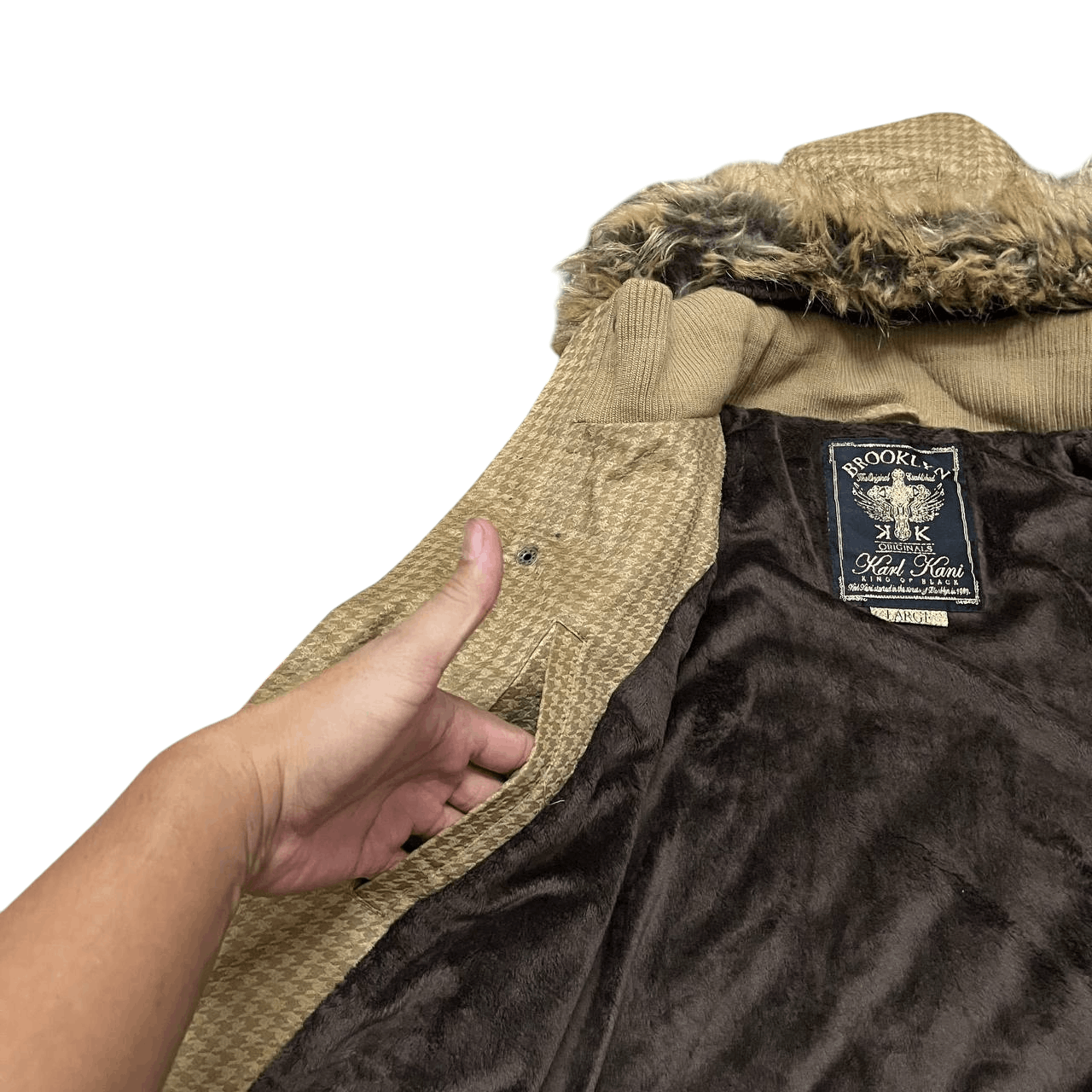 Karl Kani Vintage Karl Kani Brooklyn Quilted Puffer Fur Jacket Size US L / EU 52-54 / 3 - 9 Thumbnail