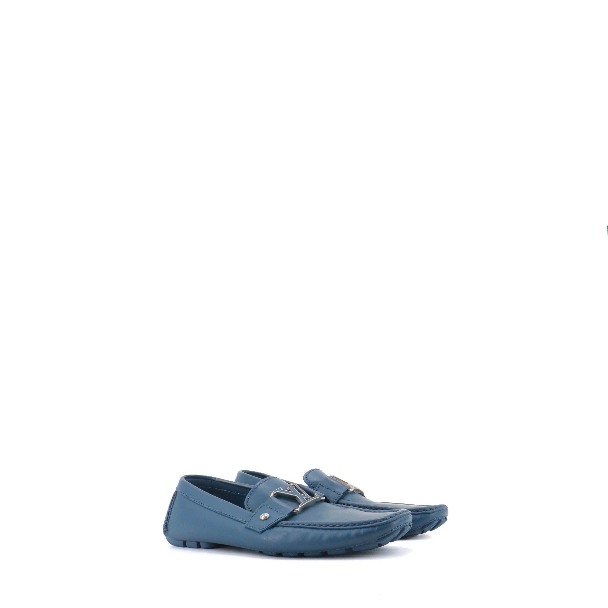 Louis Vuitton LOUIS VUITTON - Louis Vuitton Monte Carlo loafers in blue leather (T40) Size US 7 / EU 40 - 1 Thumbnail