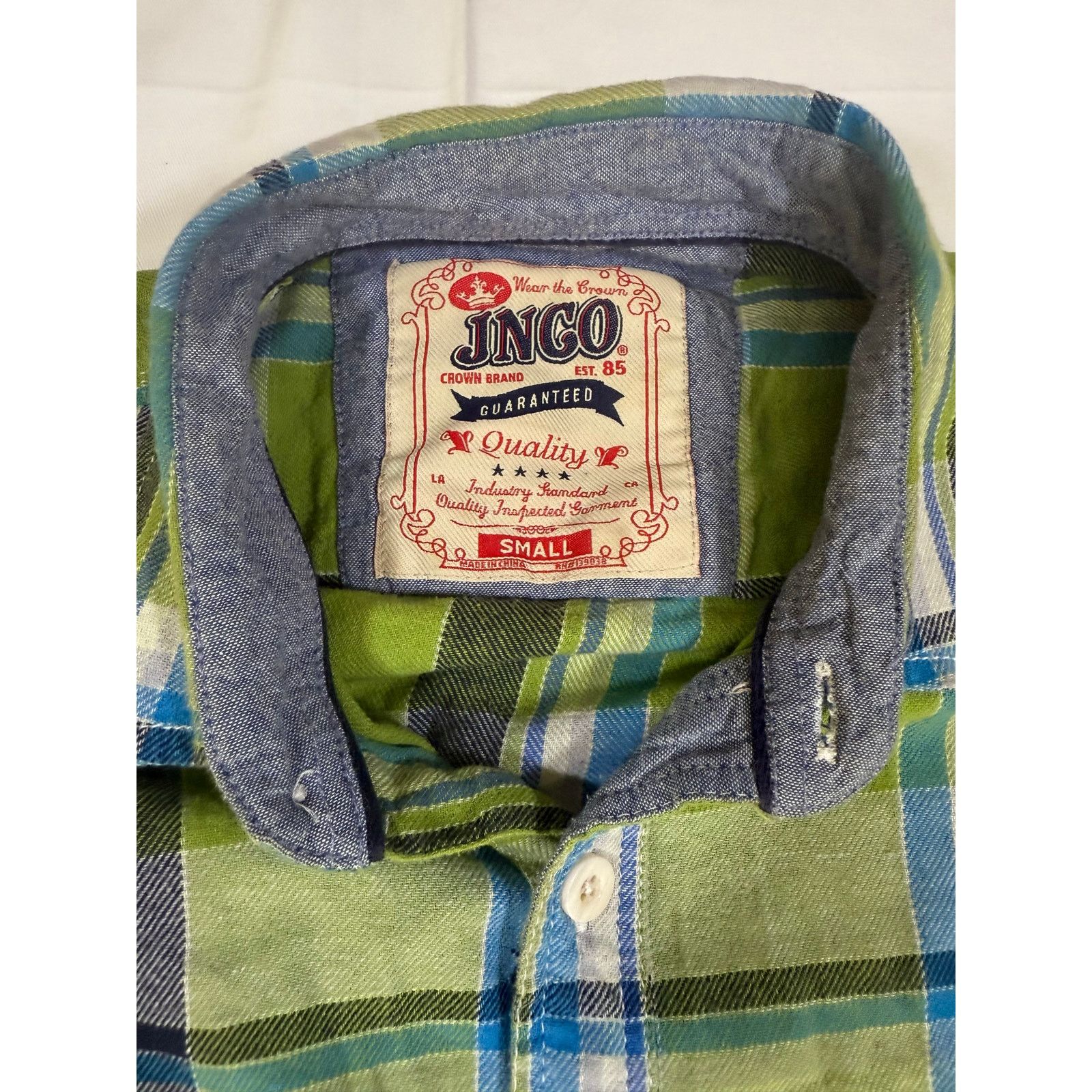 JNCO JNCO Plaid Button Up Shirt Mens Small Green Casual Slim Fit Size US S / EU 44-46 / 1 - 4 Thumbnail