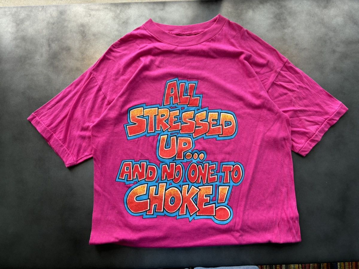 Vintage 1980s Vintage Boomer Tee 70s 80s Text Edgy Joke Stress Pink Size US XL / EU 56 / 4 - 1 Thumbnail