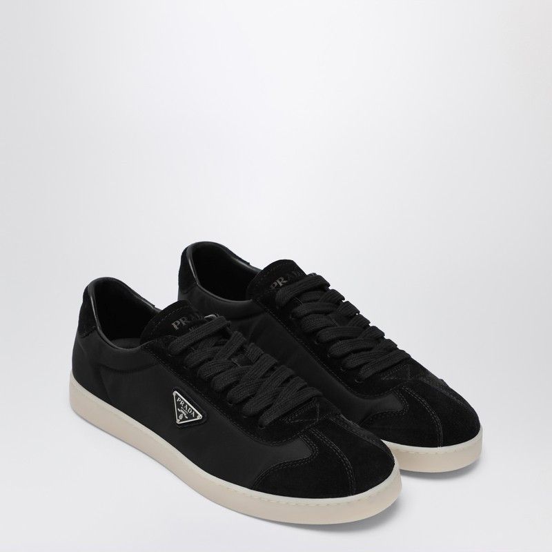 Prada Black Fabric And Suede Sneakers