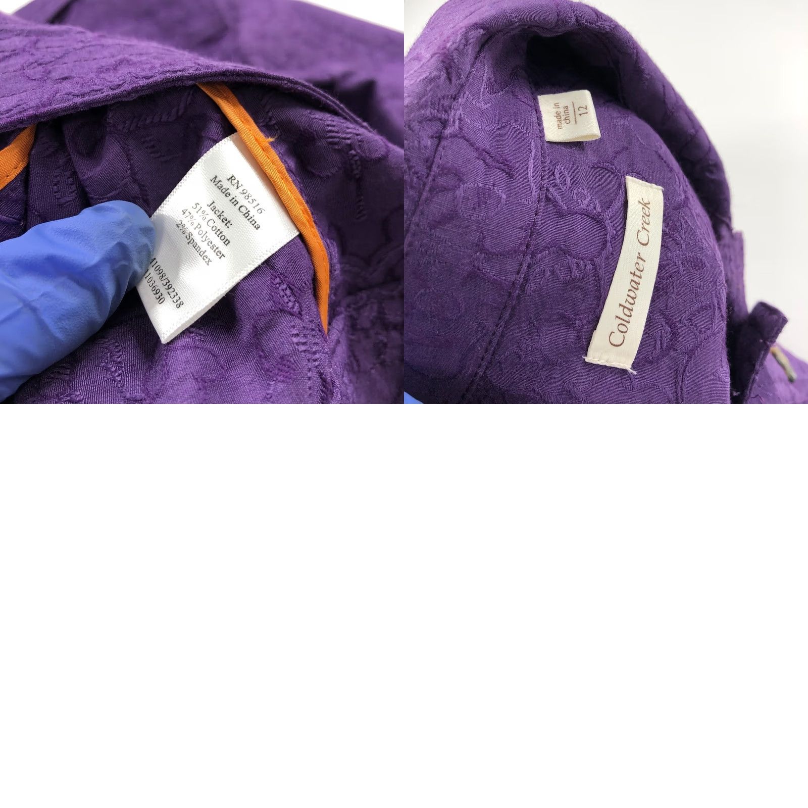 Coldwater Creek VINTAGE Coldwater Creek 12 Embossed Brocade Button Collared Jacket All Over Print Purple Size XL / US 12-14 / IT 48-50 - 8 Thumbnail