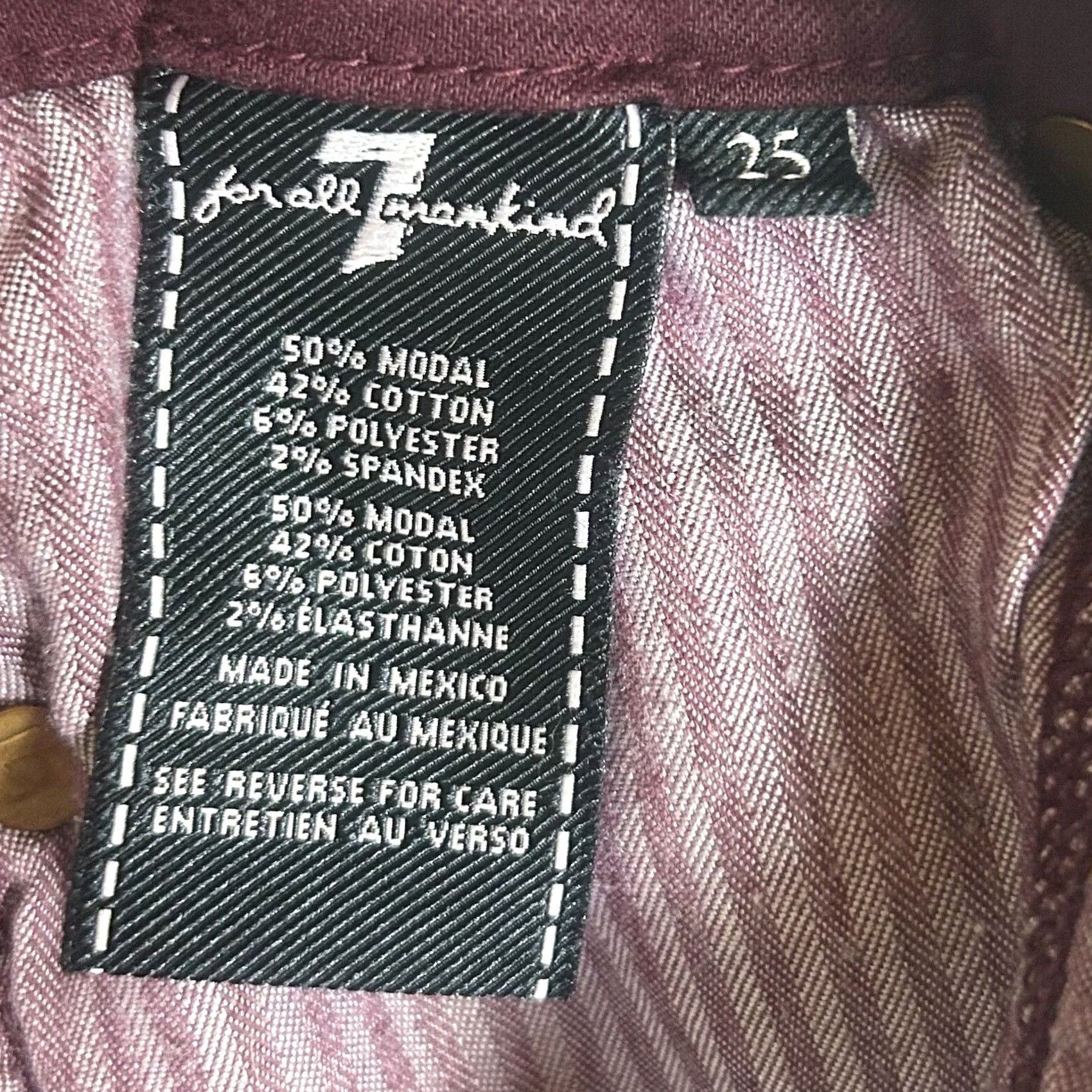 7 For All Mankind 7 For All Mankind Jeans Womens Skinny 25 Burgundy Red Denim 27in Inseam Boho Punk Retro 5-Pocket Embroidered Logo Slim Fit Baggy (Adjust if needed) Size 42" / US 20 - 4 Thumbnail