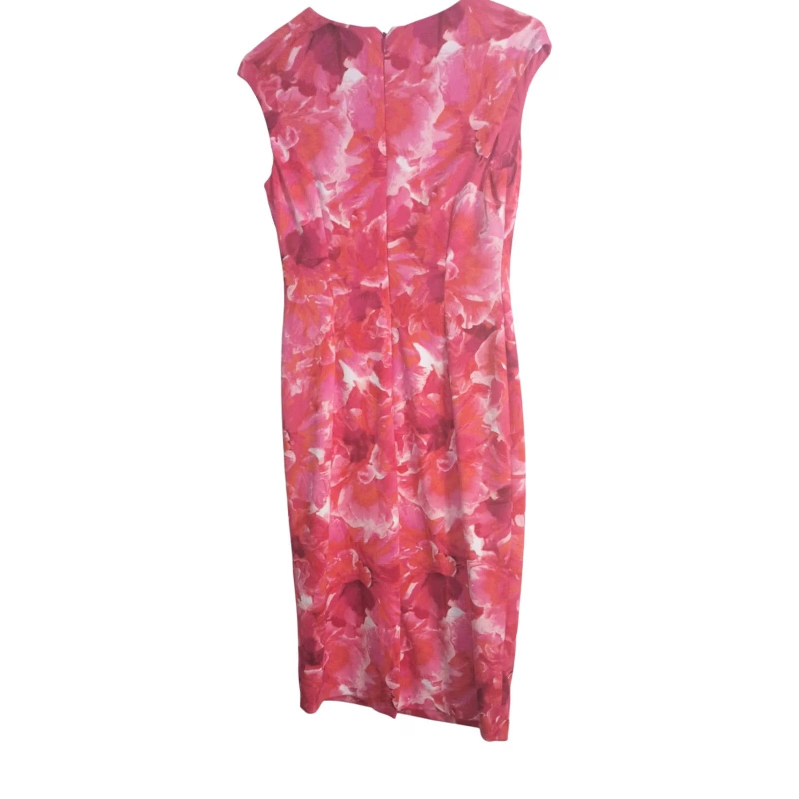 MAGGY LONDON Maggy London Sheath Dress Womens Size 4 Red Floral Crew Neck Sleeveless Zip US Size S / US 4 / IT 40 - 4 Thumbnail