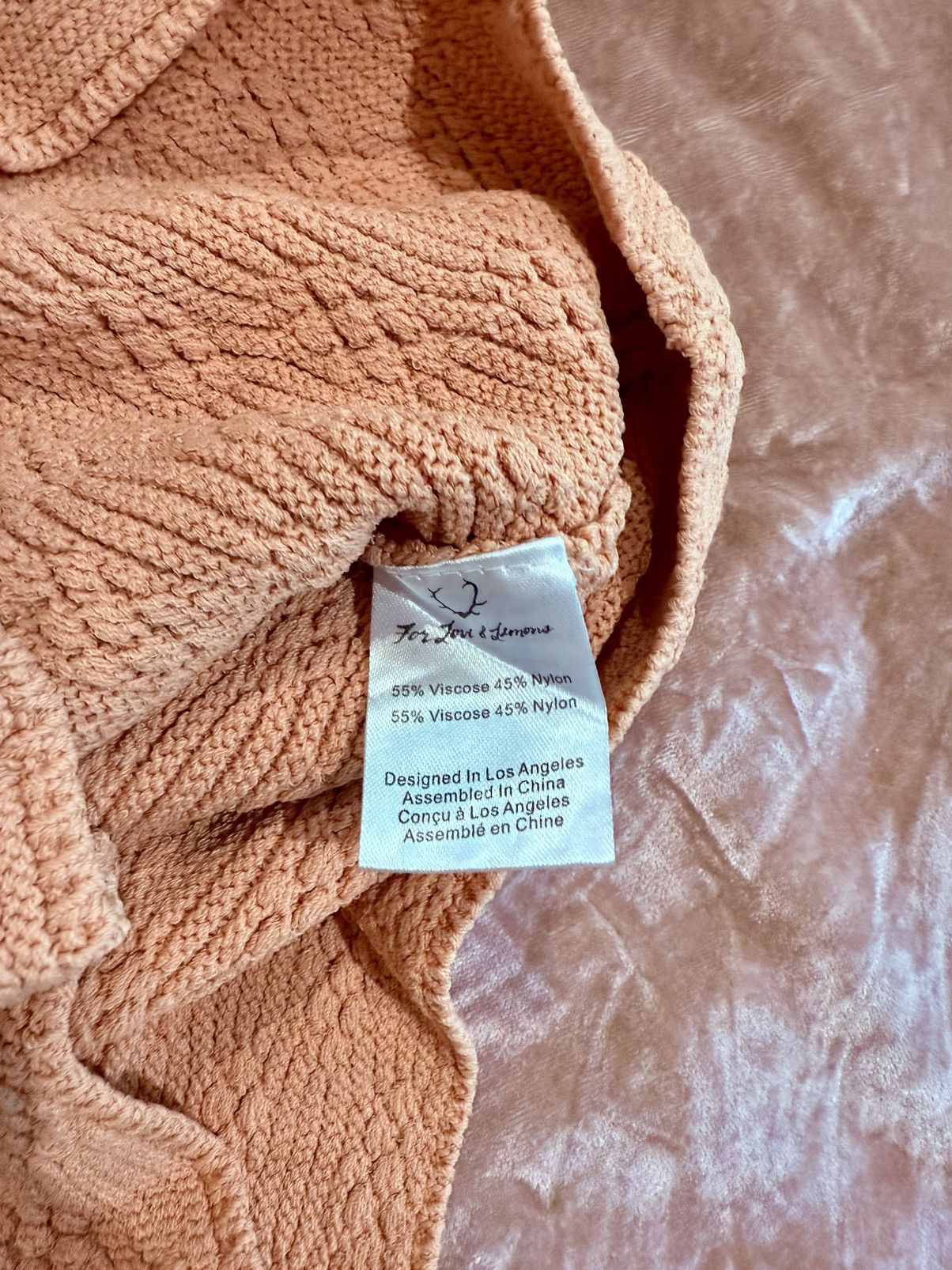 For Love & Lemons For Love and Lemons Camilla Knit Mini Skirt in Peach Size 25" / US 0 / IT 36 - 4 Thumbnail