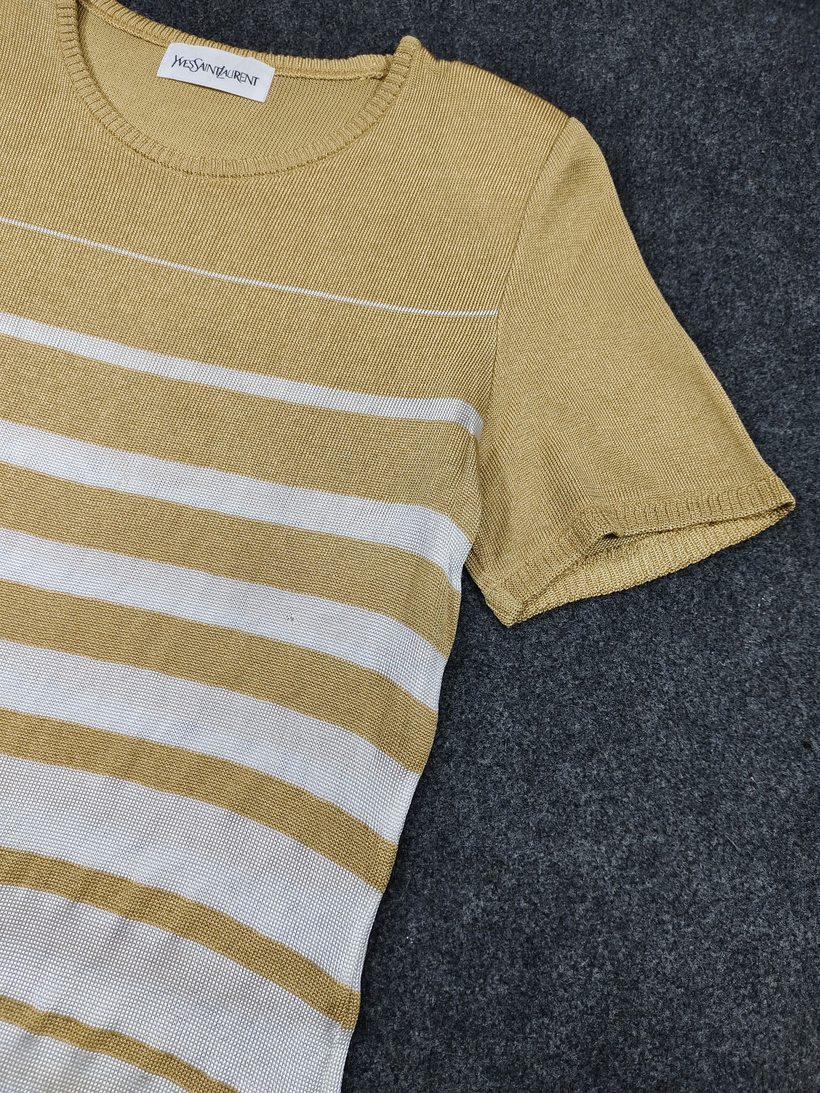 Yves Saint Laurent 80s Yves Saint Laurent Gold Striped Rayon Knitted Size M / US 6-8 / IT 42-44 - 6 Thumbnail