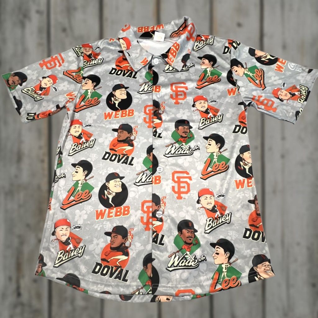 Vintage San Francisco Giants Hawaiian Shirt M Button Up All Over Print SF Charter MLB Shirt Mens Gel"} Size US M / EU 48-50 / 2 - 1 Thumbnail