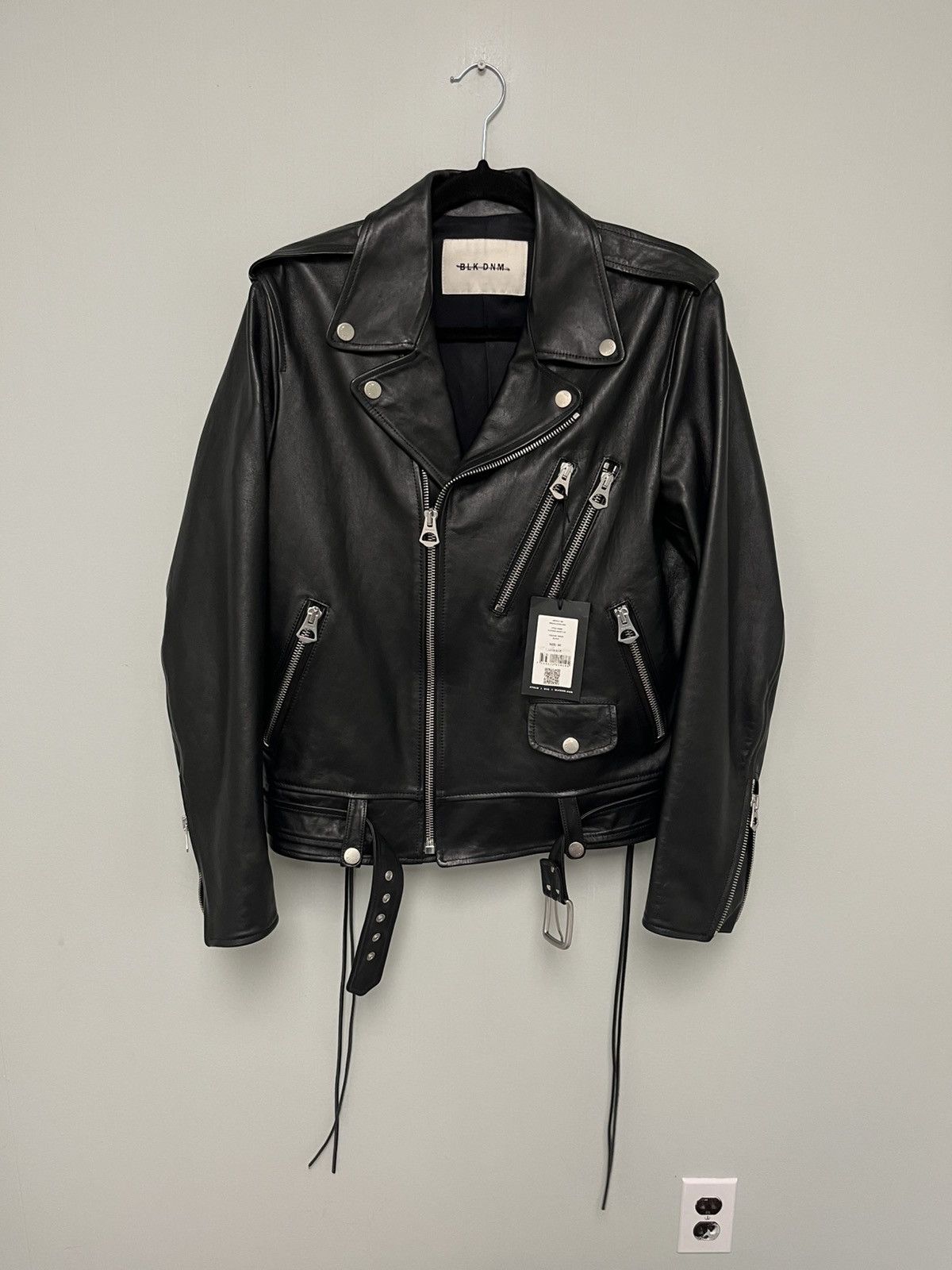 Blk Dnm Leather jacket 15. Biker jacket. Size 50 medium Size US M / EU 48-50 / 2 - 12 Thumbnail
