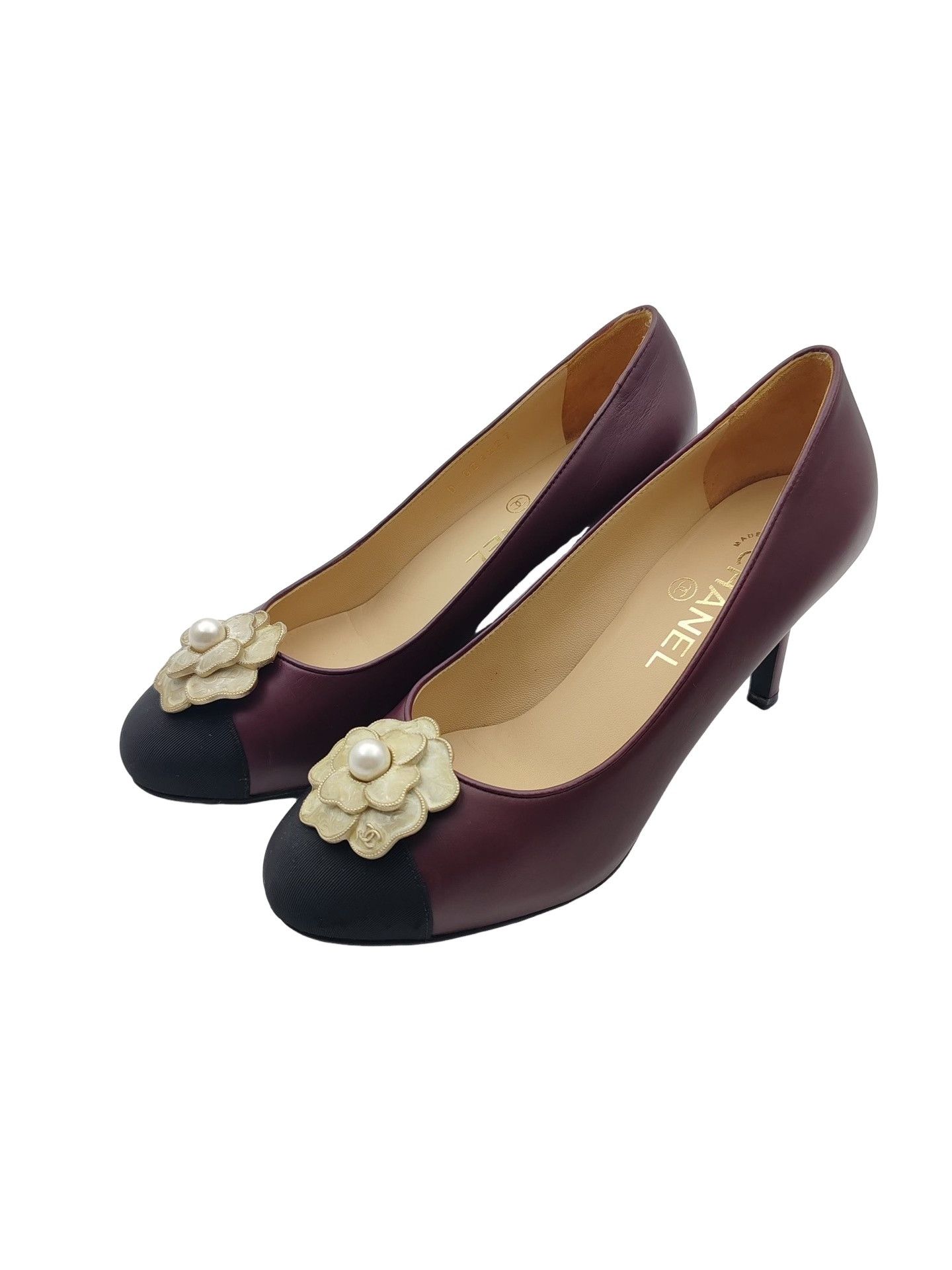 Chanel Chanel Camellia Leather Heels Size 36.5 Size US 6.5 / IT 36.5 - 1 Thumbnail
