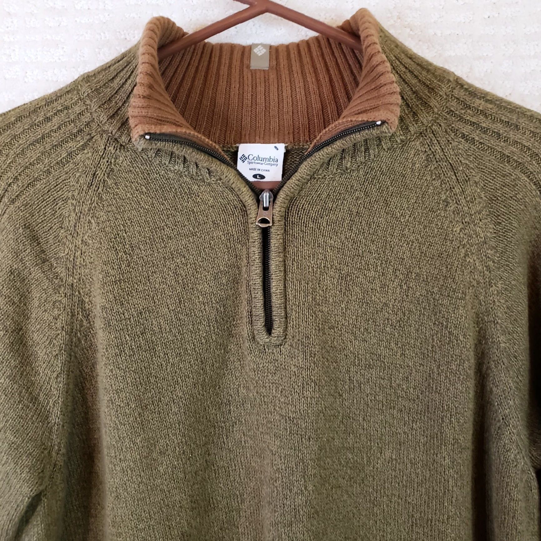 Olive Columbia Mens Size L Olive Green 1/4 Zip Pullover Sweater Knit Outdoors Mens Regular Size US L / EU 52-54 / 3 - 3 Thumbnail
