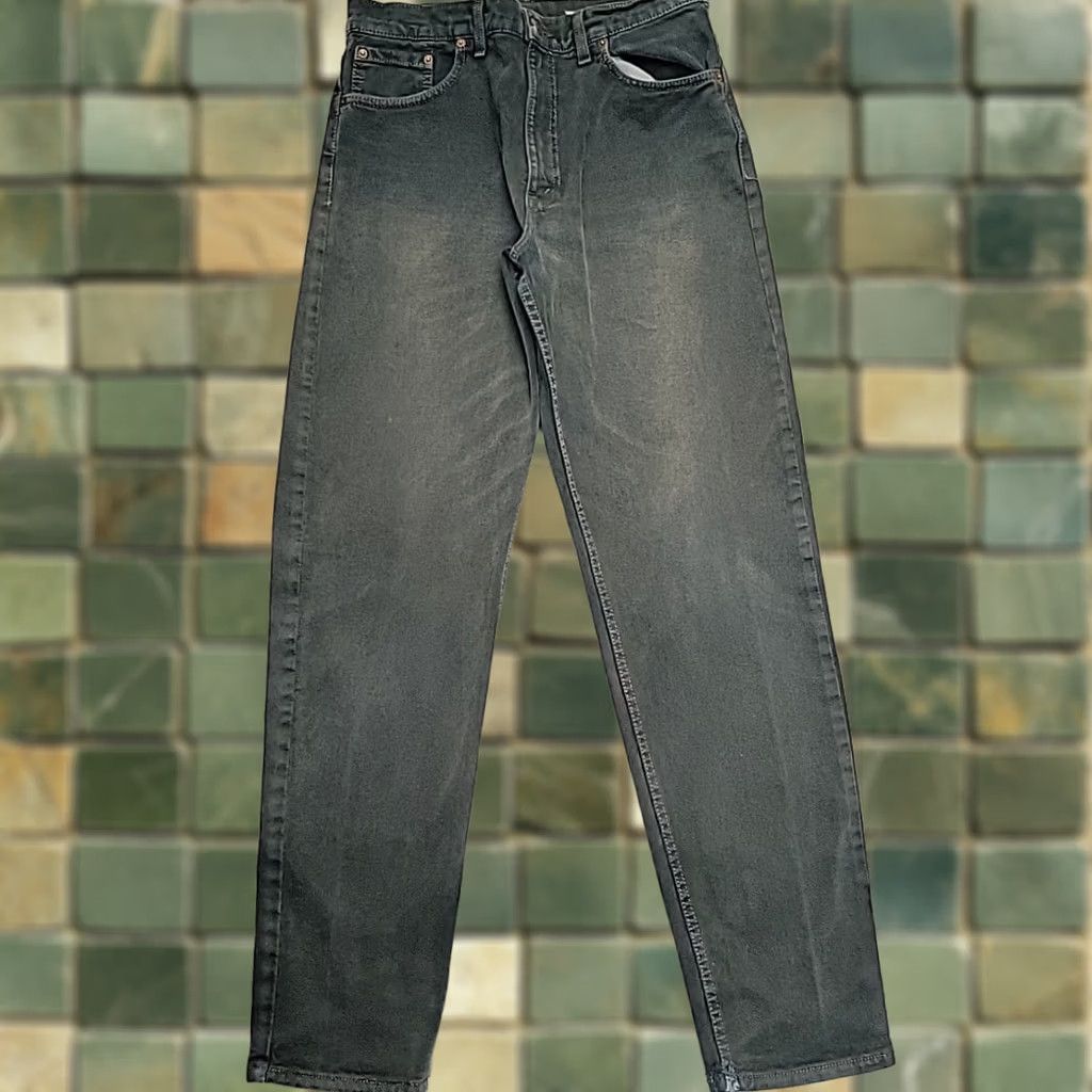 Vintage VTG Levis Jeans 550 Green Denim Relaxed Tapered Leg Made in USA 90s Men 34x34 Size US 34 / EU 50 - 1 Thumbnail