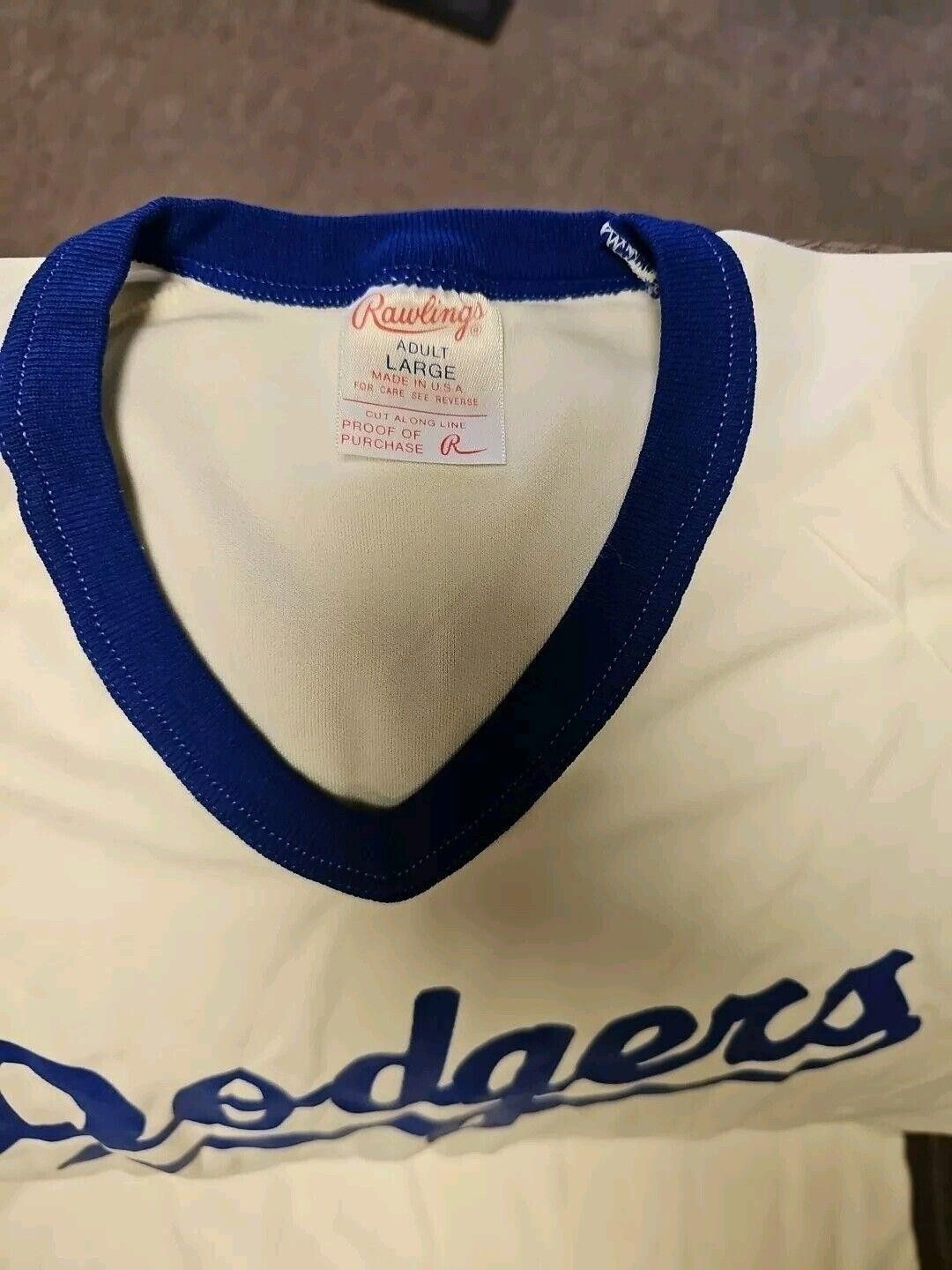 Designer Vintage Rawlings Dodgers Jersey Size L White Size ONE SIZE - 3 Thumbnail
