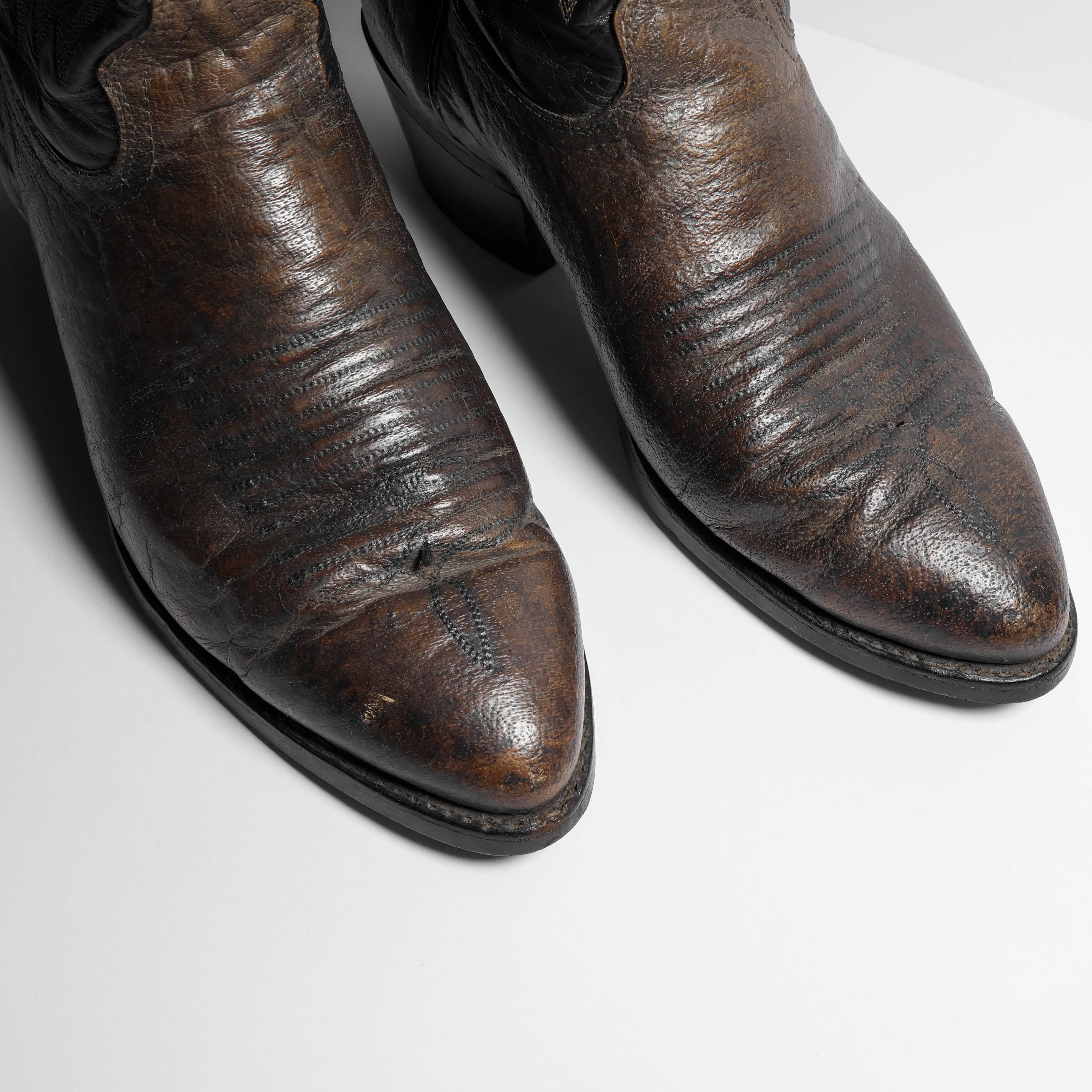 Vintage Rare VTG Texas Leather Brown & Black Western Boots USA Size US 8.5 / EU 41-42 - 2 Thumbnail