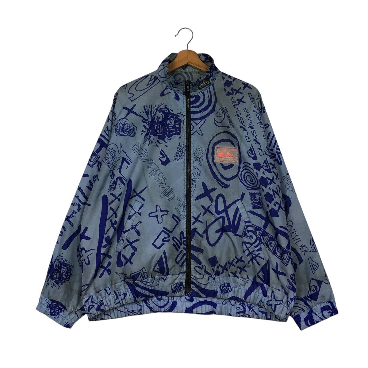 Quiksilver 🔥VINTAGE BOMBER JACKET ZIPPER QUICKSILVER OVERPRINT Size US L / EU 52-54 / 3 - 3 Thumbnail