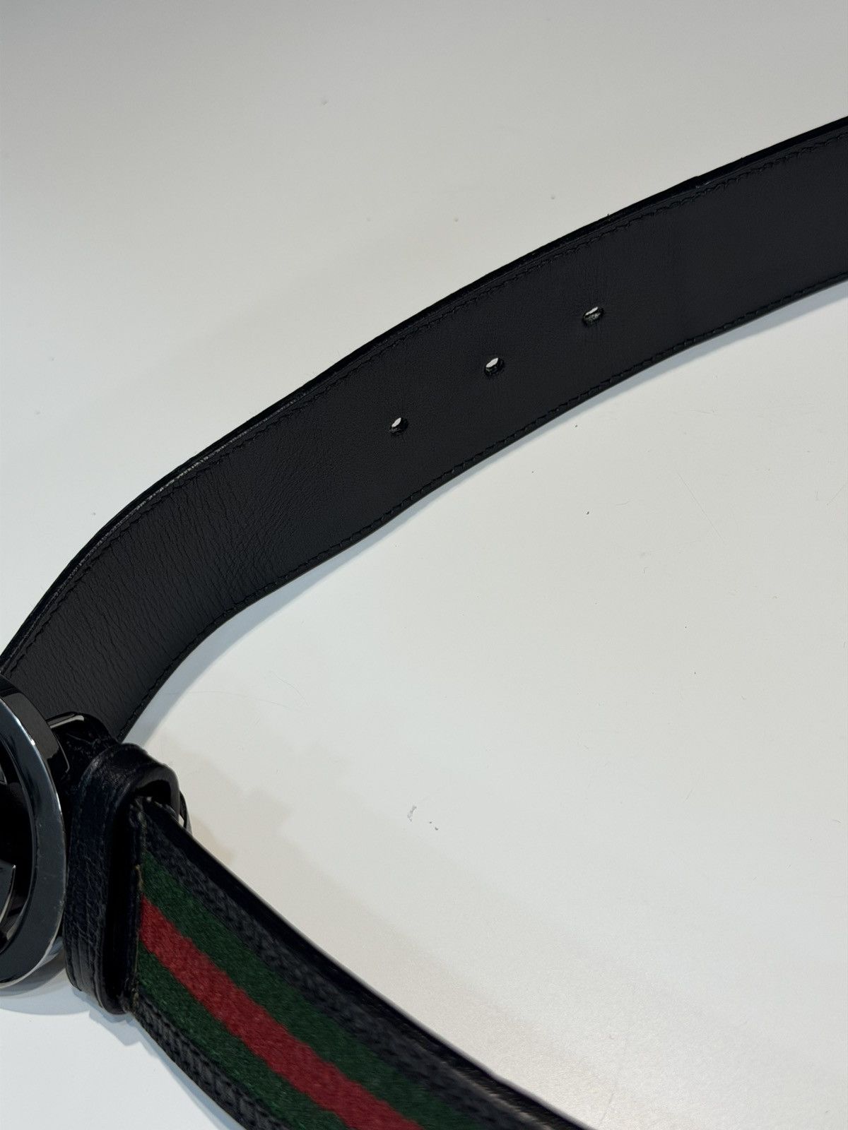 Gucci GUCCI Tom Ford FW 2004 GG Buckle Web Leather Belt Demna Logo Size ONE SIZE - 13 Thumbnail