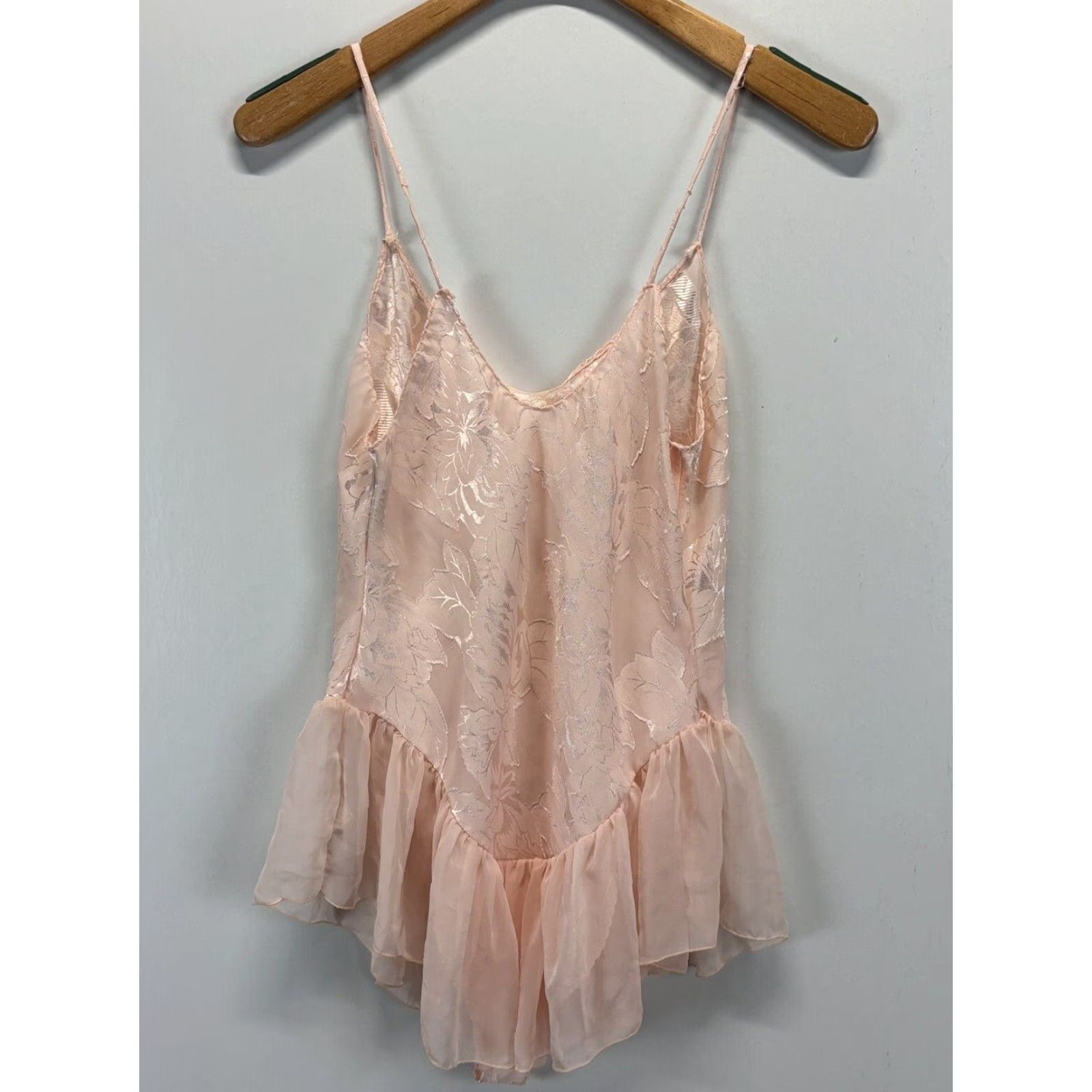 Vintage VINTAGE Ralph Montenero Teddy Lingerie Medium Pink Floral Satin High Cut 1970s Womens Size ONE SIZE - 3 Thumbnail