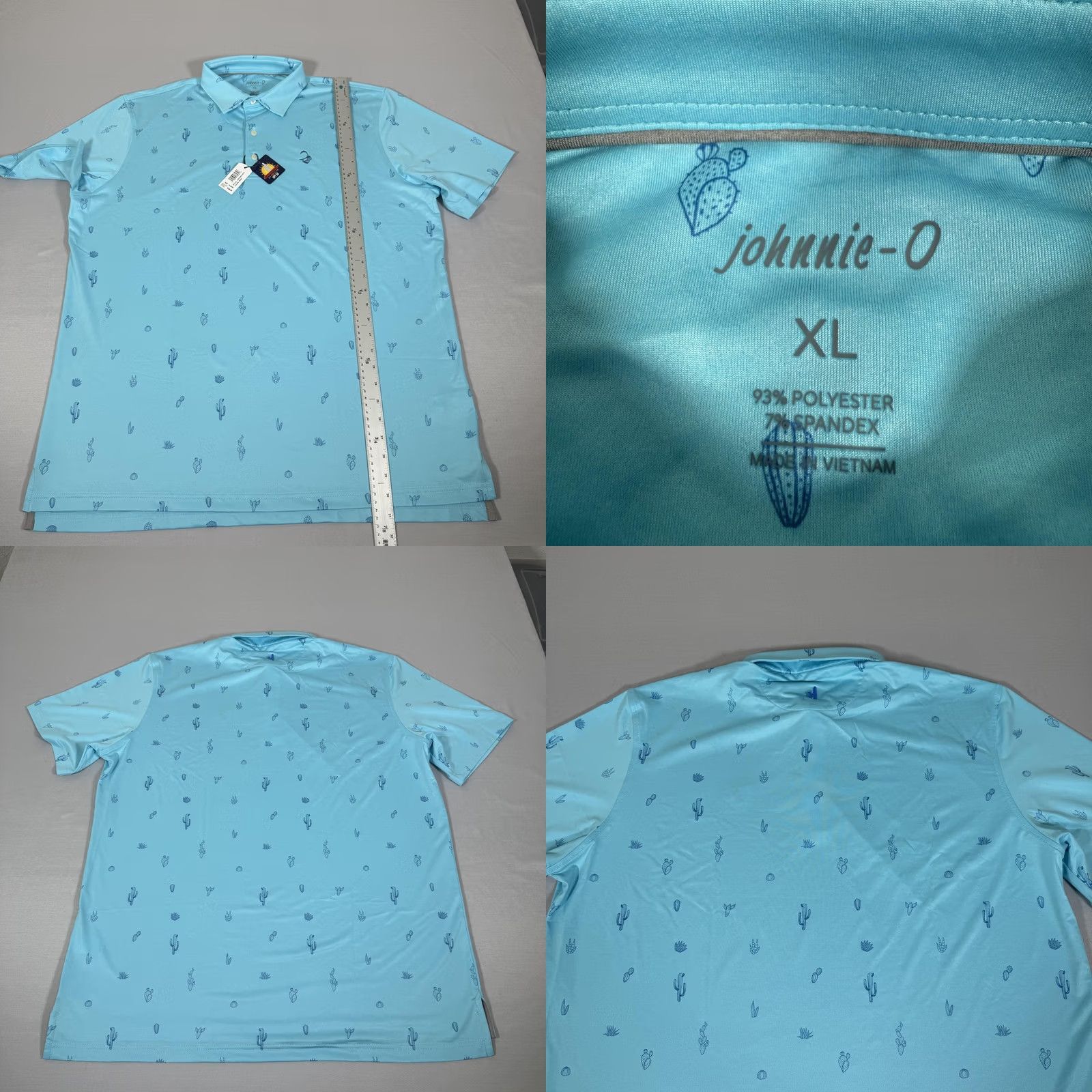 johnnie-O johnnie-O Polo Shirt Men XL Blue Prep-Formance Cactus Desert UPF 50 Golf Polo Short Sleeve Graphic Print Authentic Size US XL / EU 56 / 4 - 8 Thumbnail