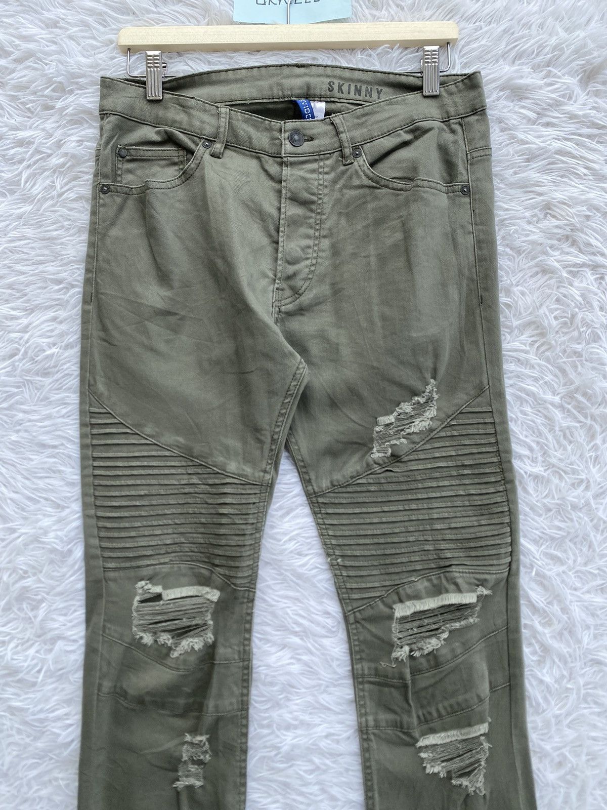 Japanese Brand Rare H&M Divided Distressed Biker Denim Skinny Pants Size US 31 - 8 Thumbnail