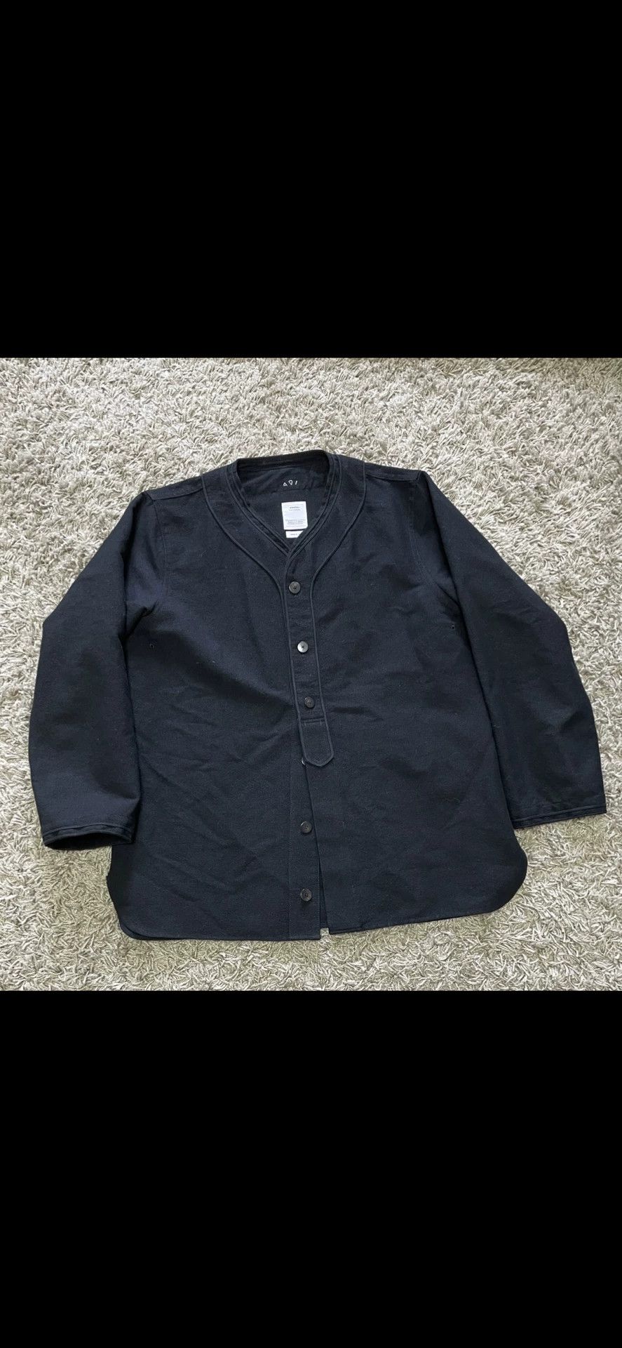 Visvim visvim black mote and wool blend three-quarter sleeve baseball jersey Size US L / EU 52-54 / 3 - 1 Thumbnail