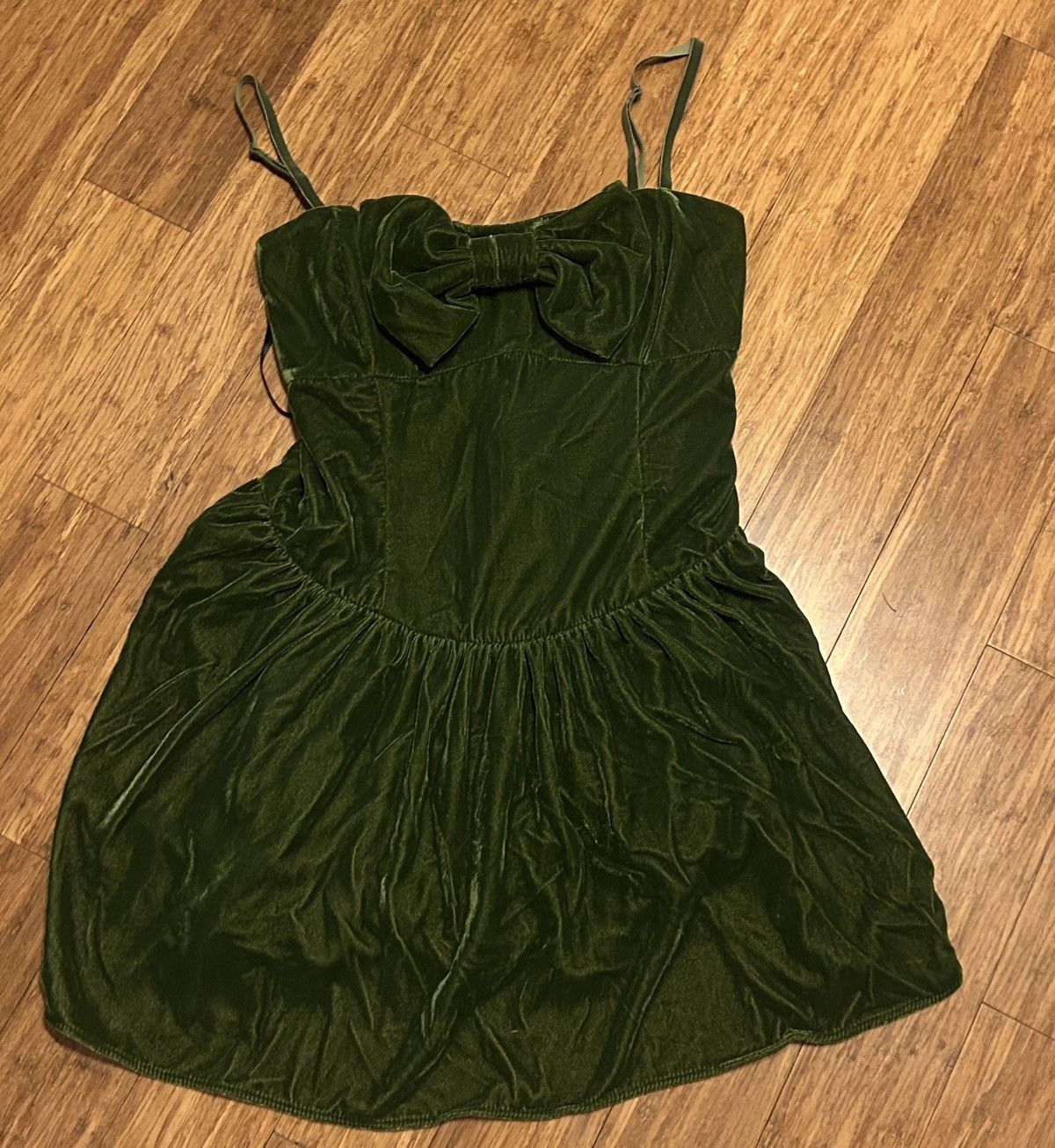 For Love & Lemons For Love & Lemons MARTINI OLIVE VELVET MINI DRESS size L Size L / US 10 / IT 46 - 5 Thumbnail