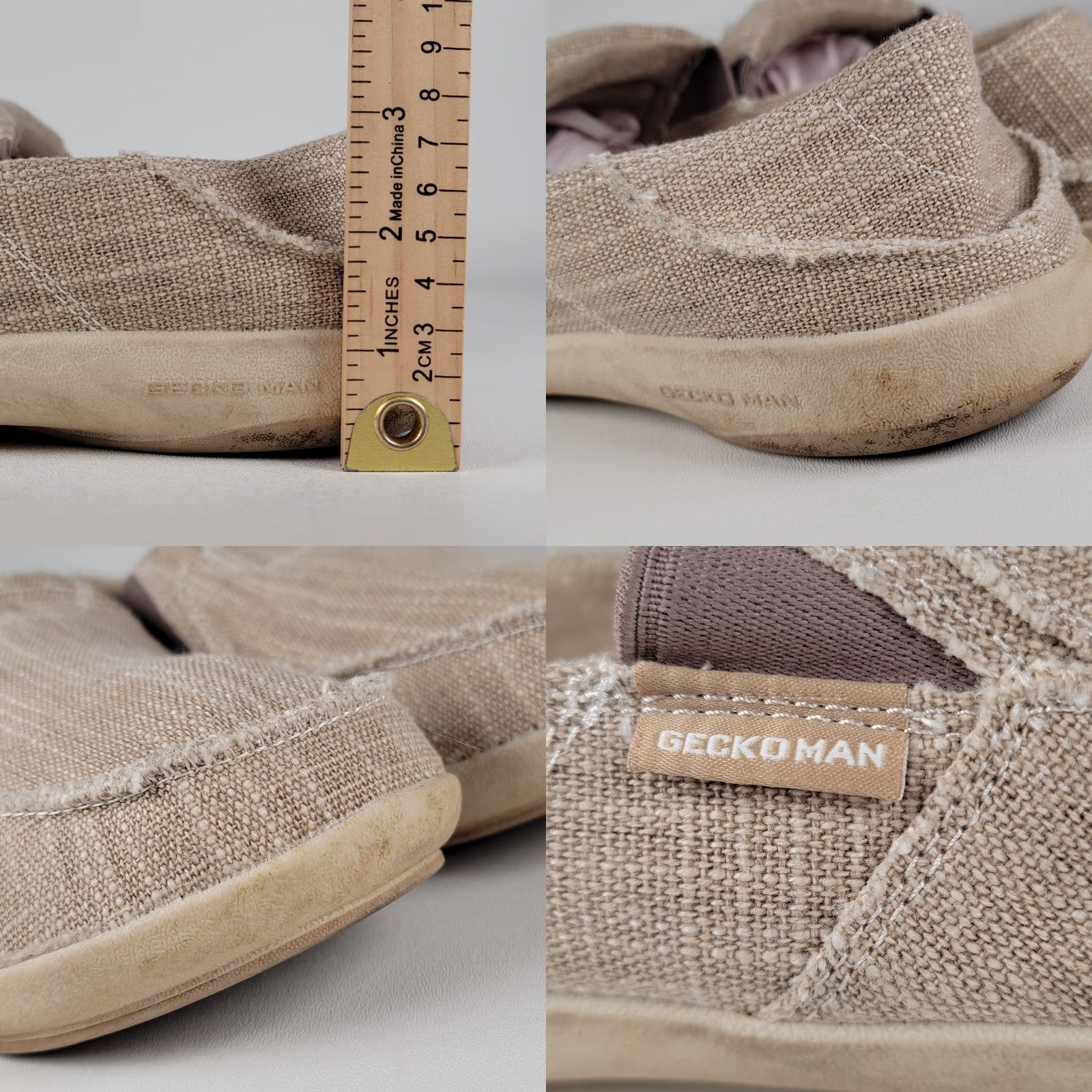 Vintage GeckoMan Men Loafer Canvas Beige Arch Support Slip On Square Toe 10M Casual Shoes Size US 10 / EU 43 - 8 Thumbnail
